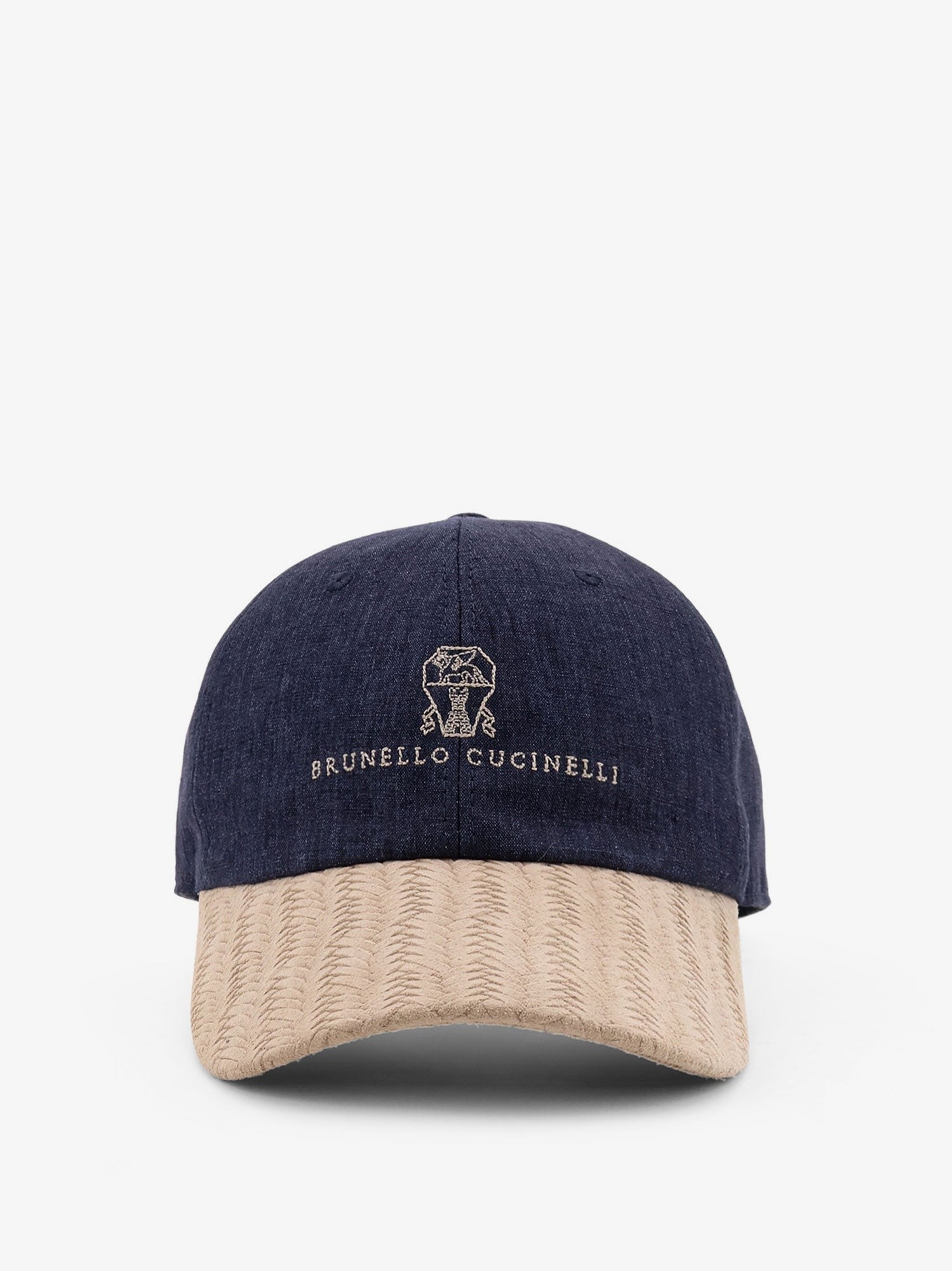 Brunello Cucinelli Leinen-Baseballkappe mit Wildlederschirm