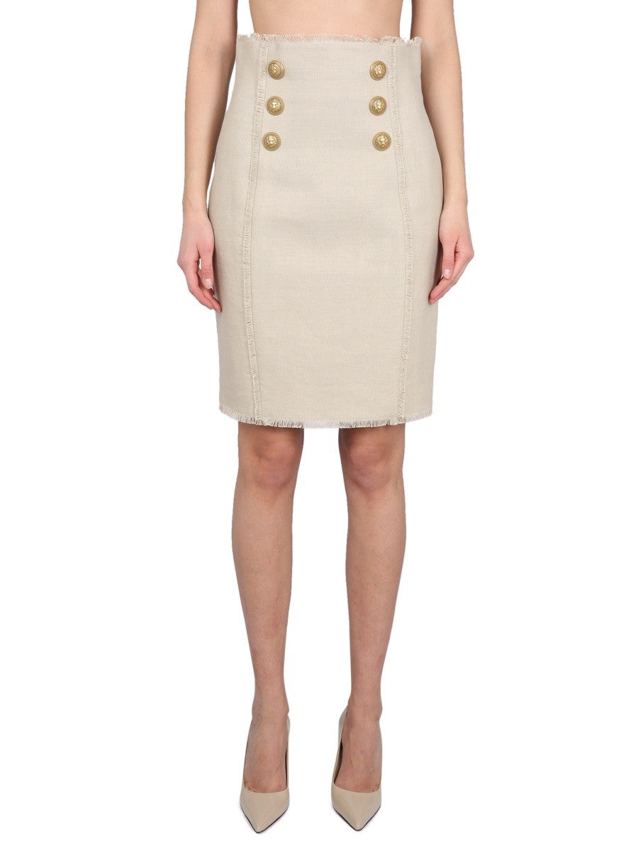Balmain LENOVÁ MIDI SUKNĚ