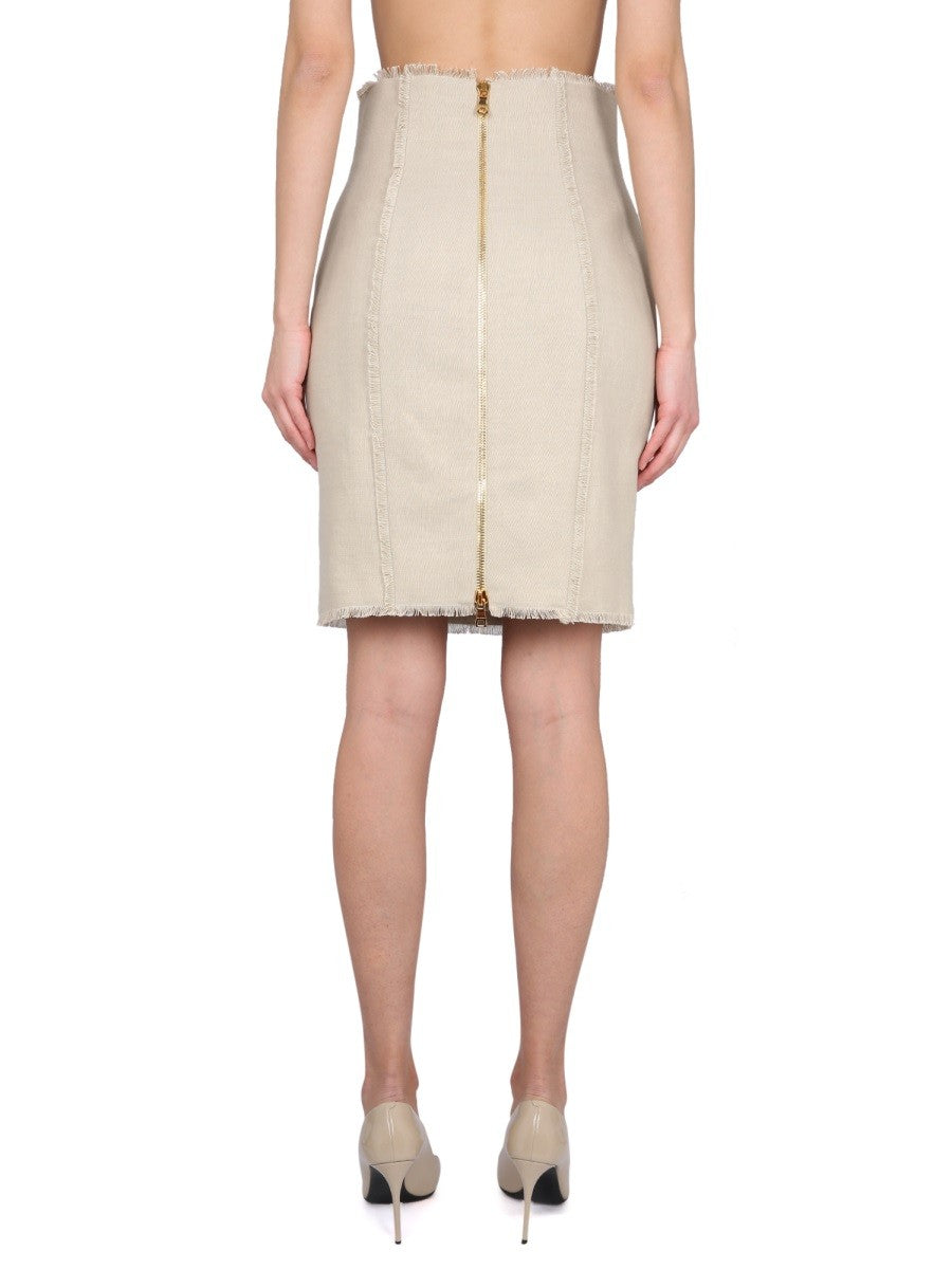 Balmain LENOVÁ MIDI SUKNĚ