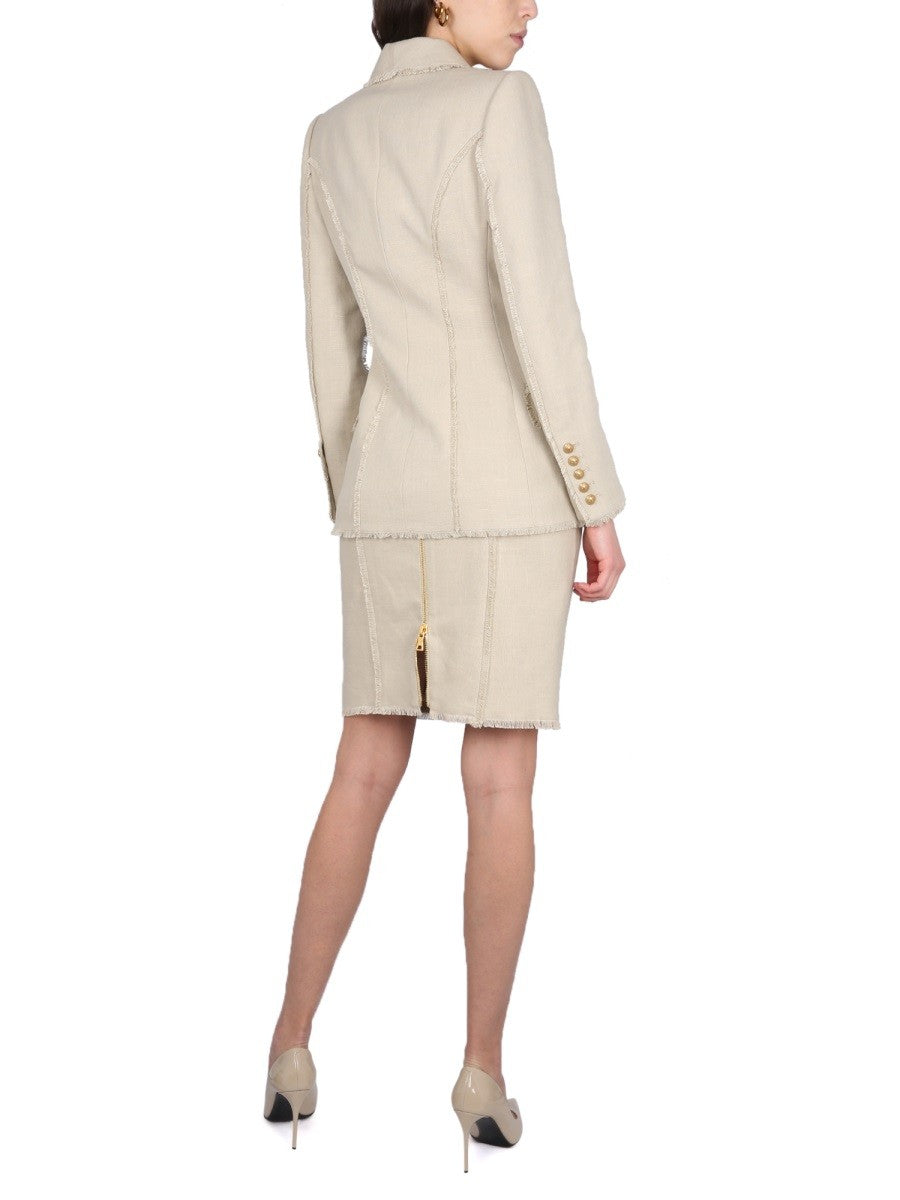 Balmain LENOVÁ MIDI SUKNĚ