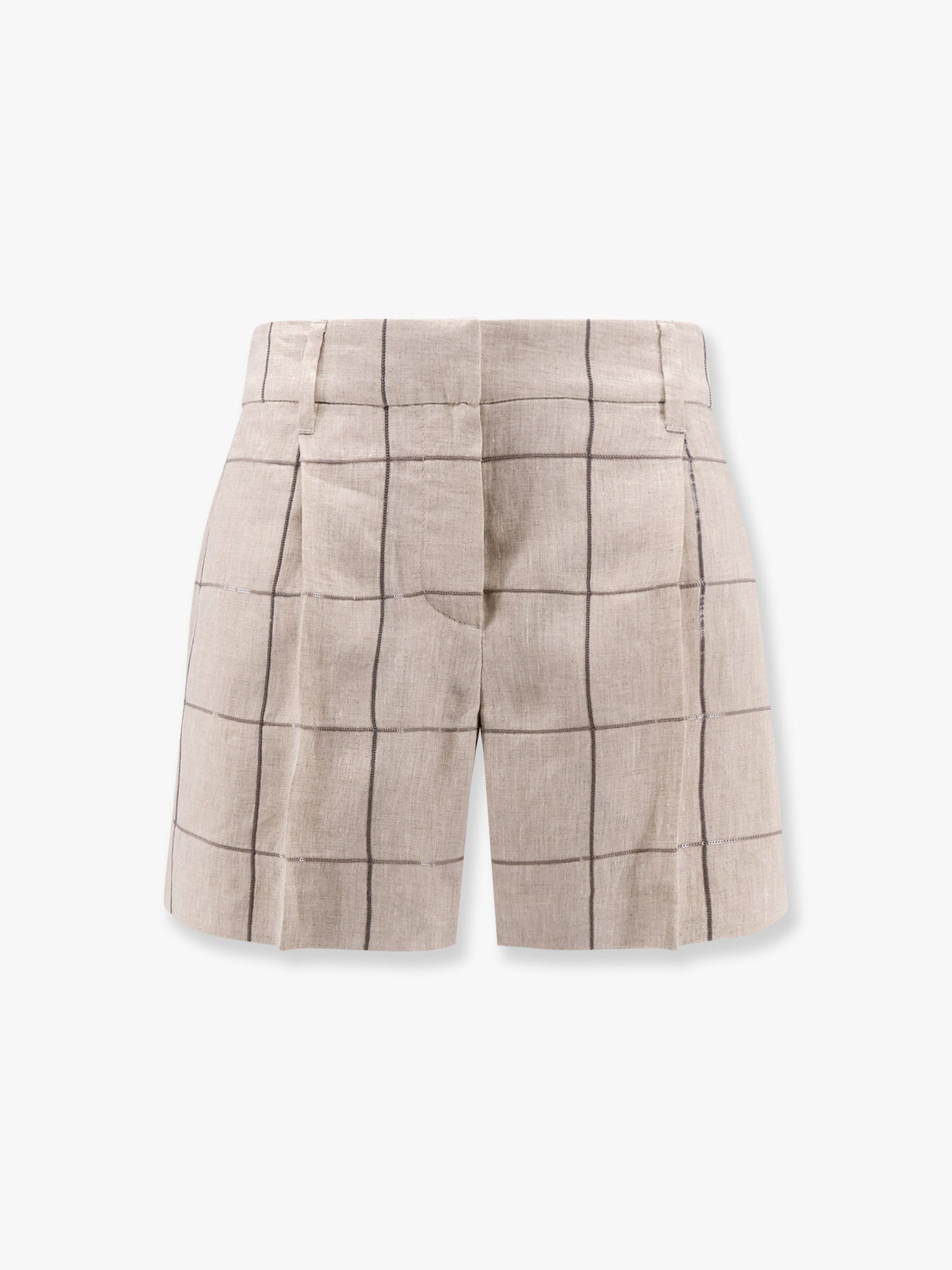 Brunello Cucinelli Shorts en lin avec broderie de sequins