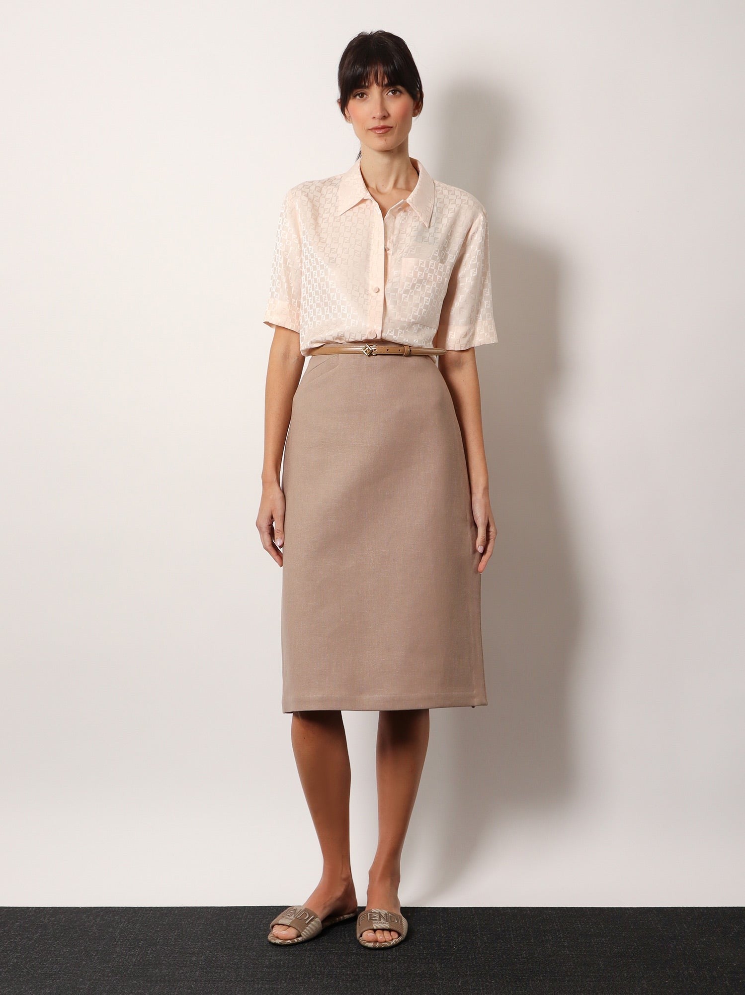 スカート FENDI Linen skirt with side zip and slit Marrone Fendi Linen skirt with side zip and slit | Brown – MoonFits