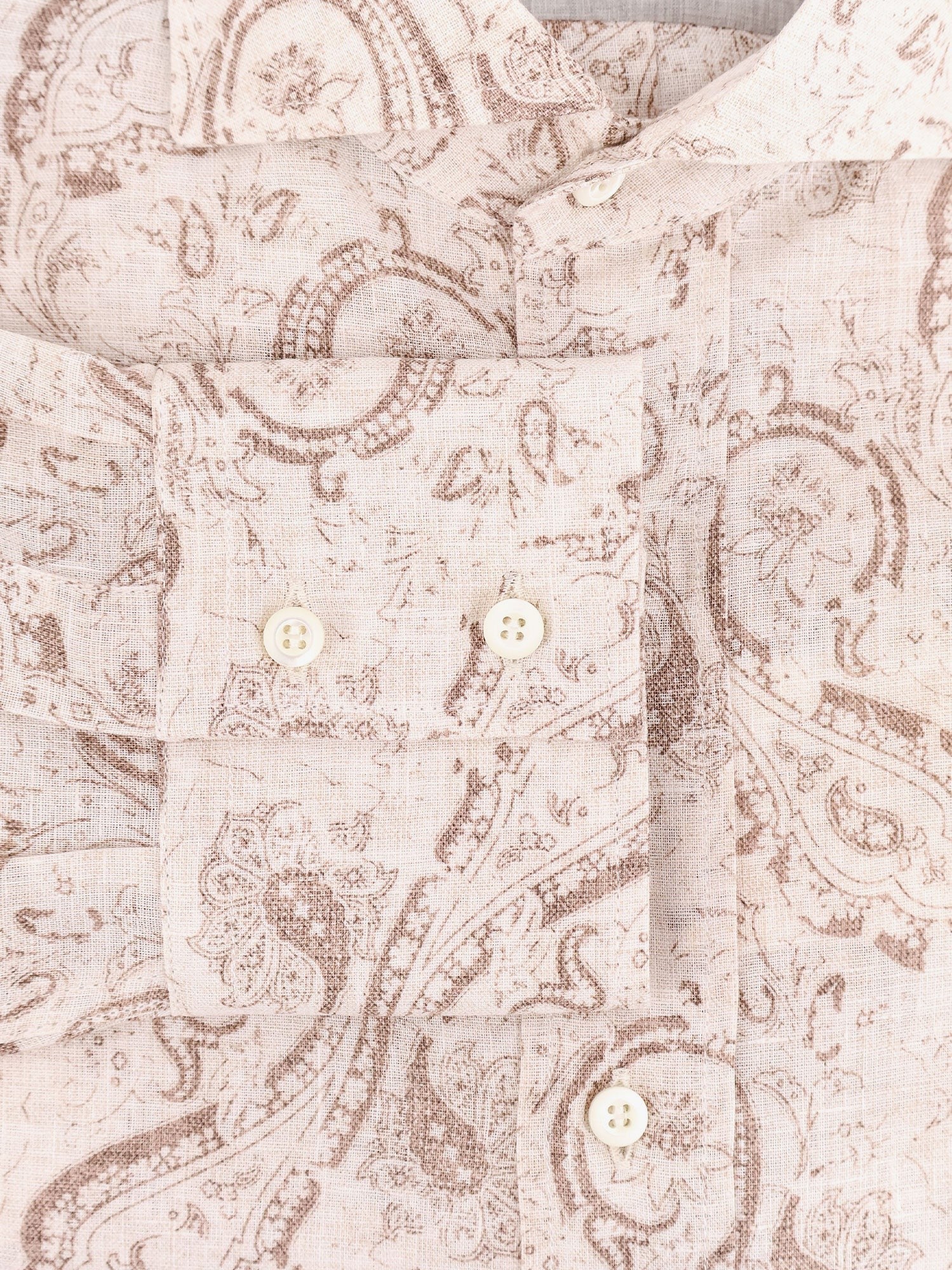 Brunello Cucinelli Λινό πουκάμισο στενής γραμμής με all-over στάμπα