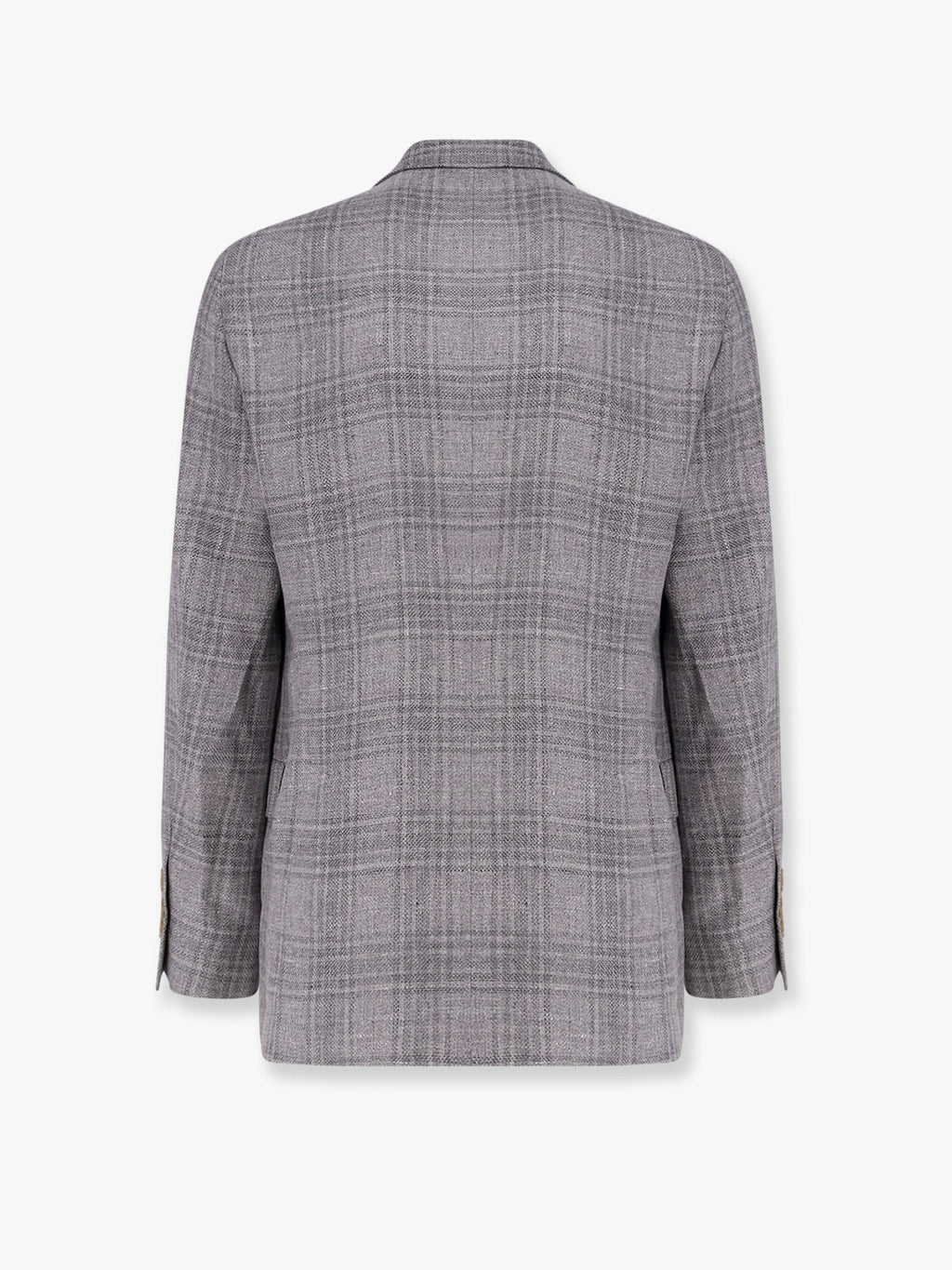 Brunello Cucinelli Linen, wool and silk Prince of Wales one-and-a-half breasted blazer