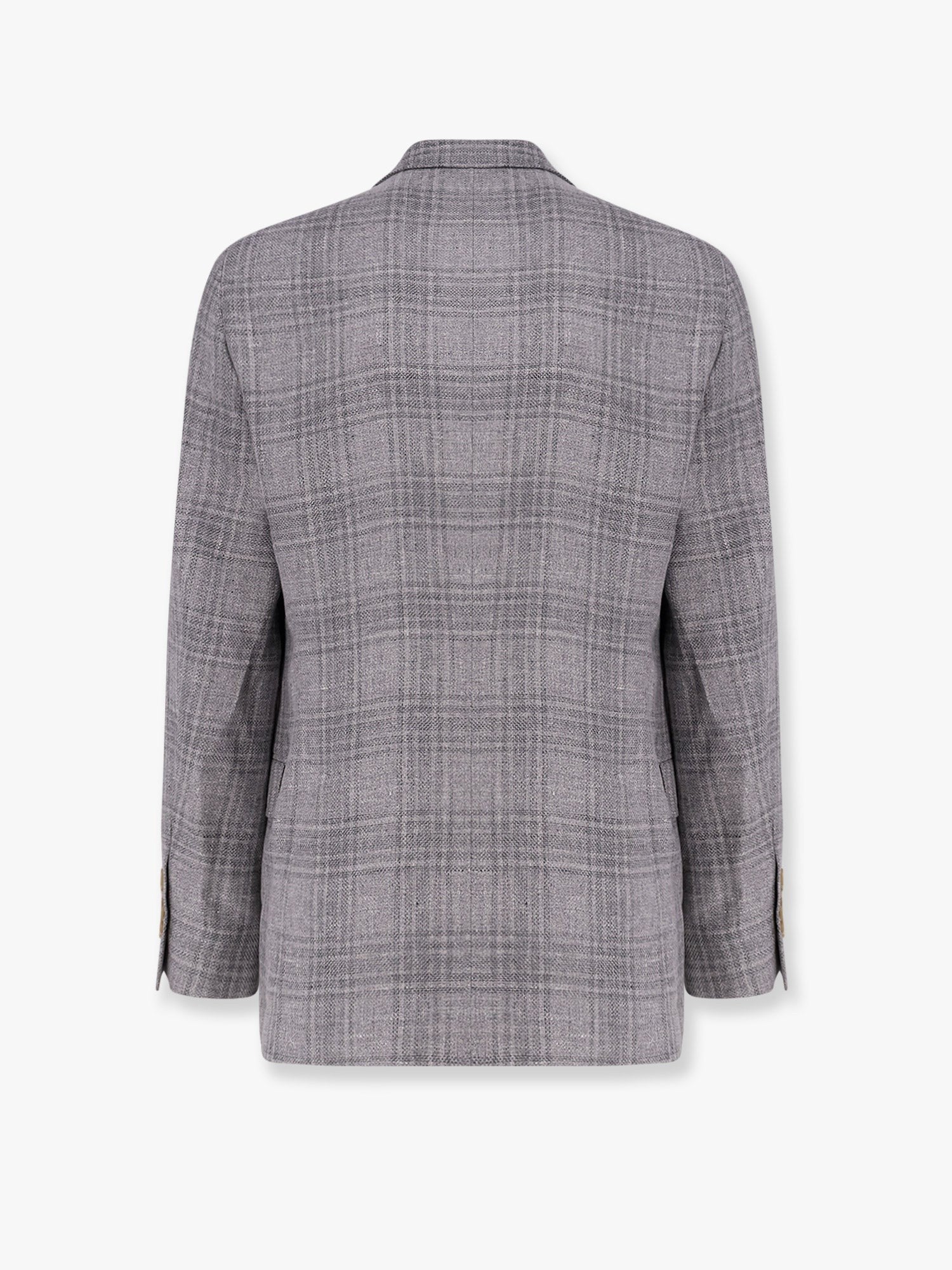 Brunello Cucinelli Linen, wool and silk Prince of Wales one-and-a-half breasted blazer