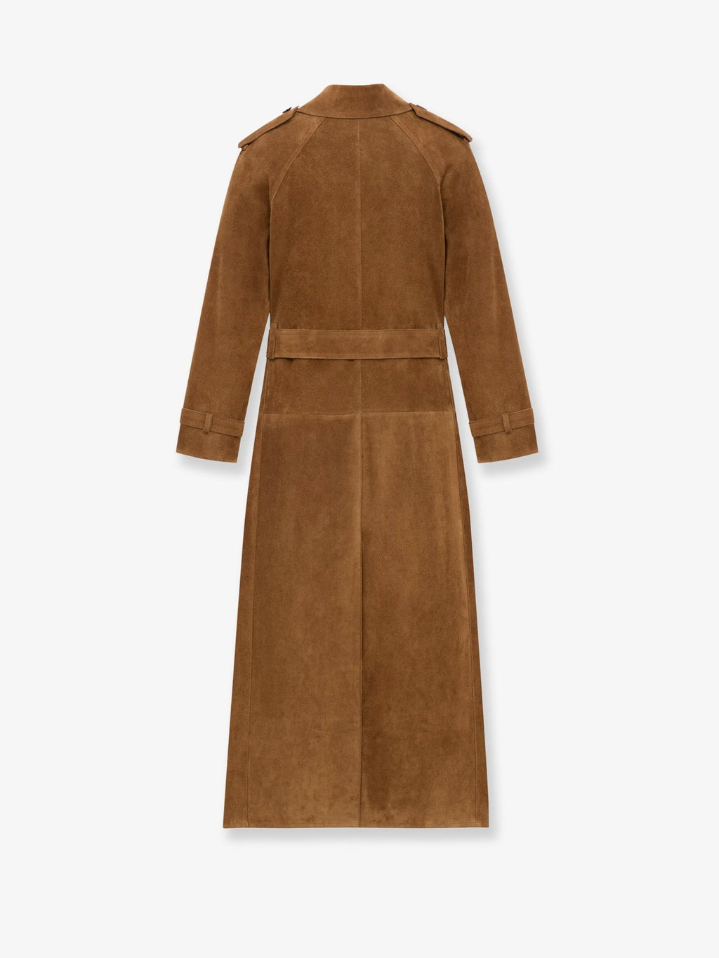 Saint Laurent Long double-breasted suede trench coat