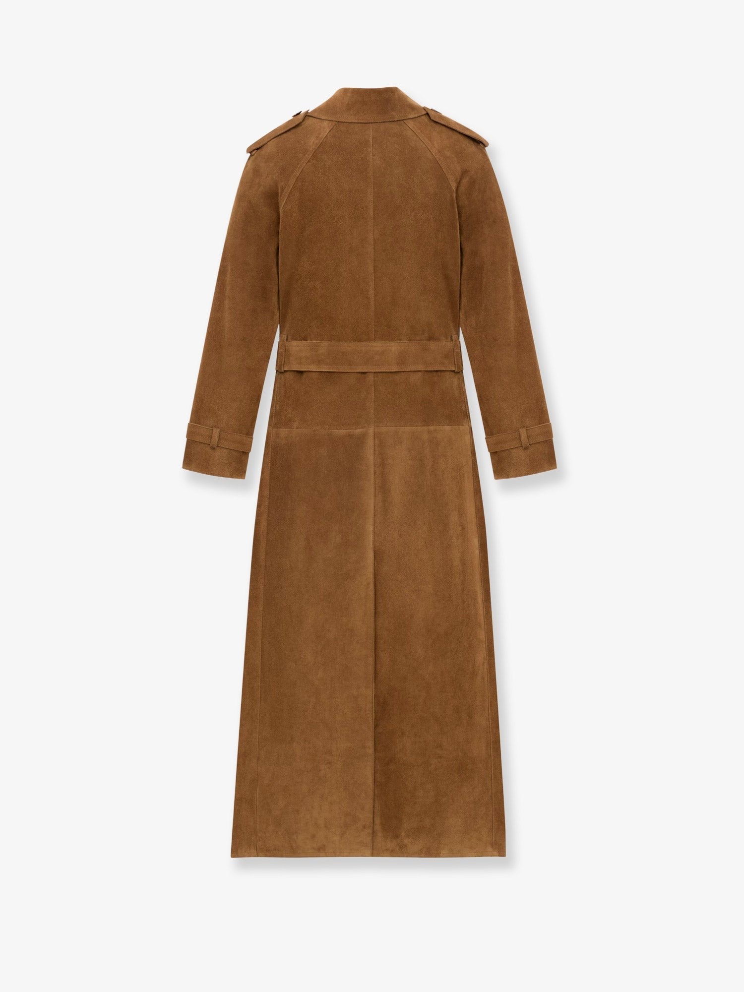 Saint Laurent Long double-breasted suede trench coat