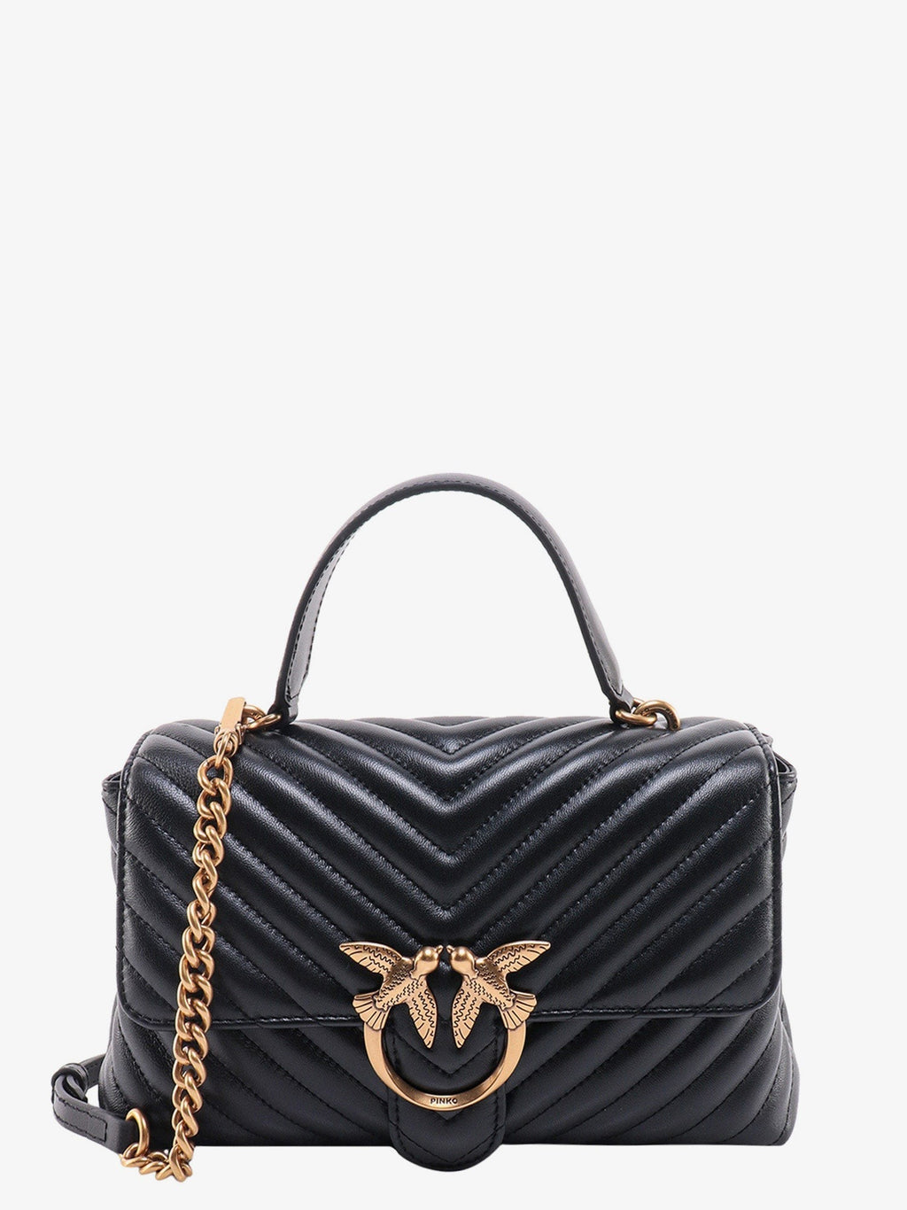 Pinko Love lady matelassé leather handbag with love birds buckle