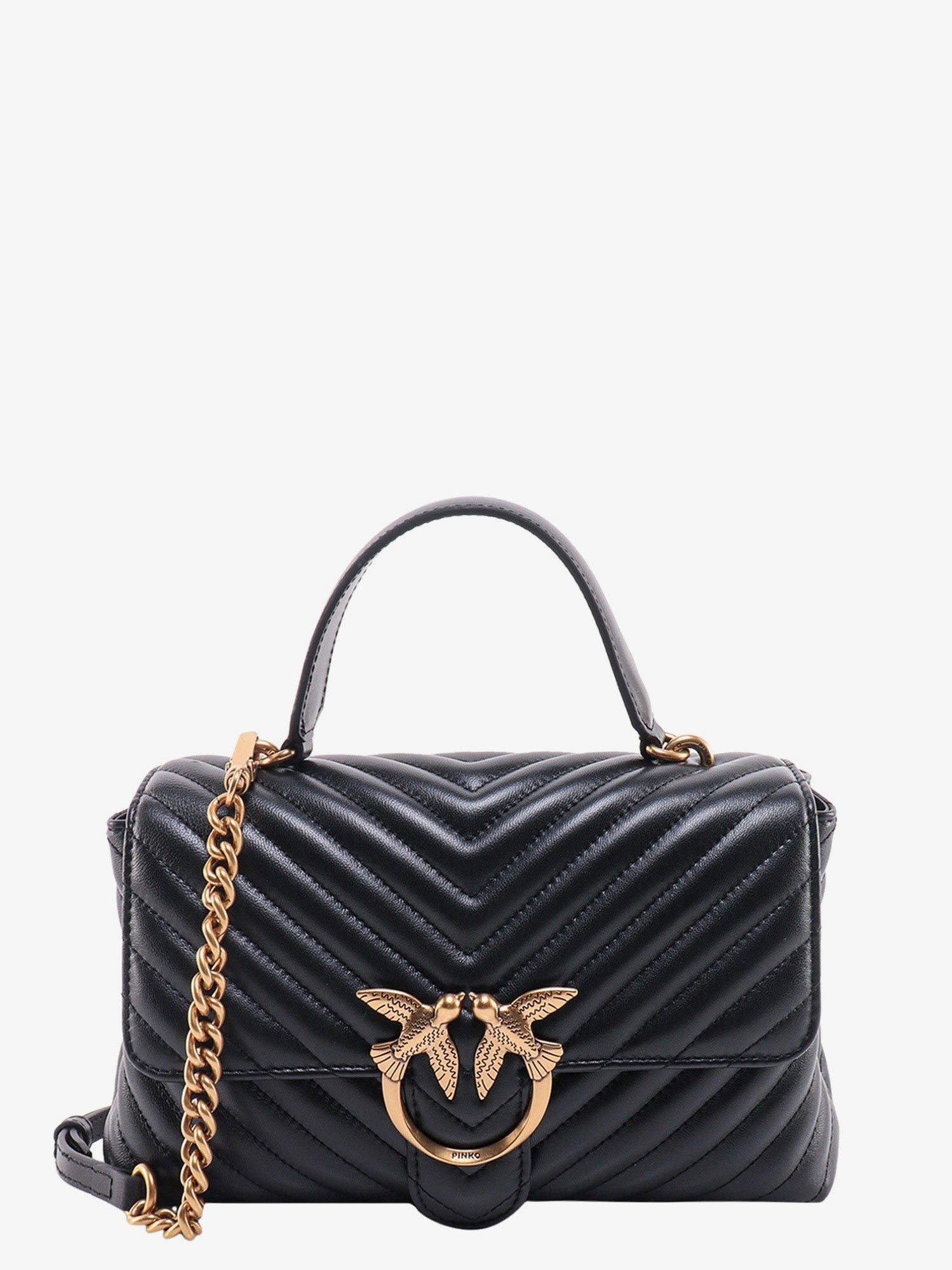 Pinko Love lady matelassé leather handbag with love birds buckle