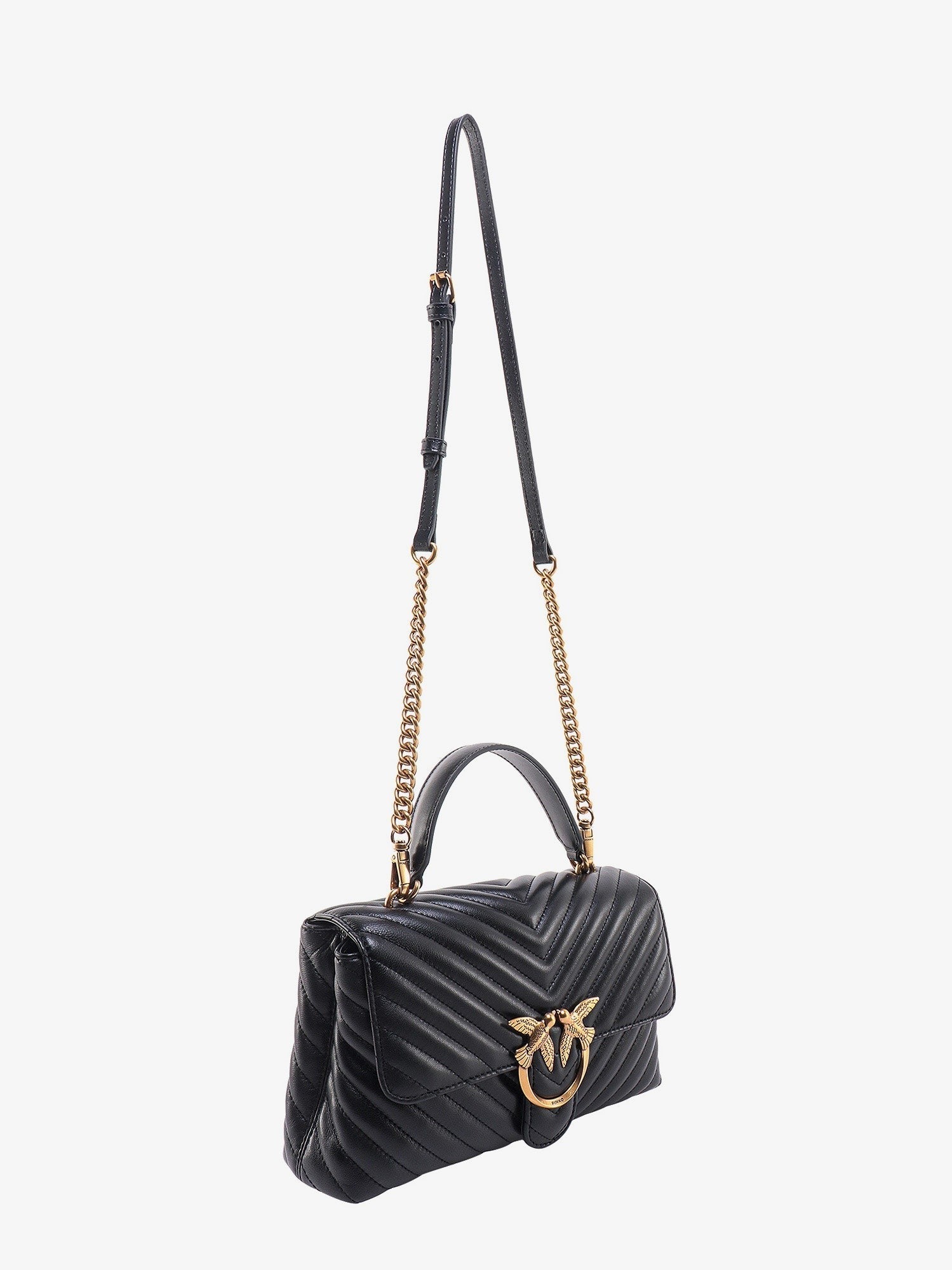 Pinko Love lady matelassé leather handbag with love birds buckle