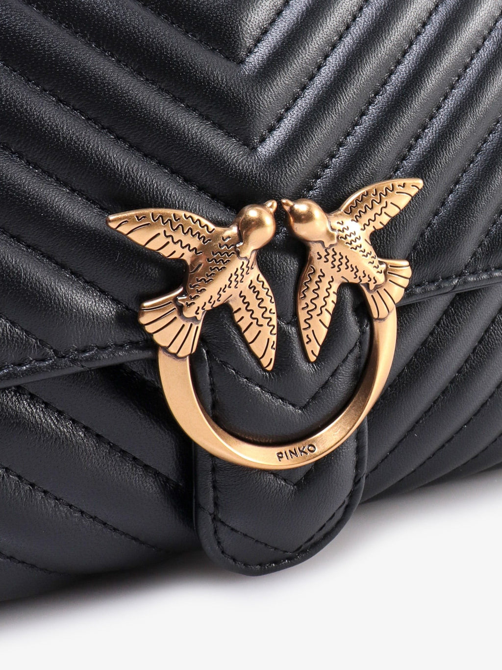 Pinko Love lady matelassé leather handbag with love birds buckle