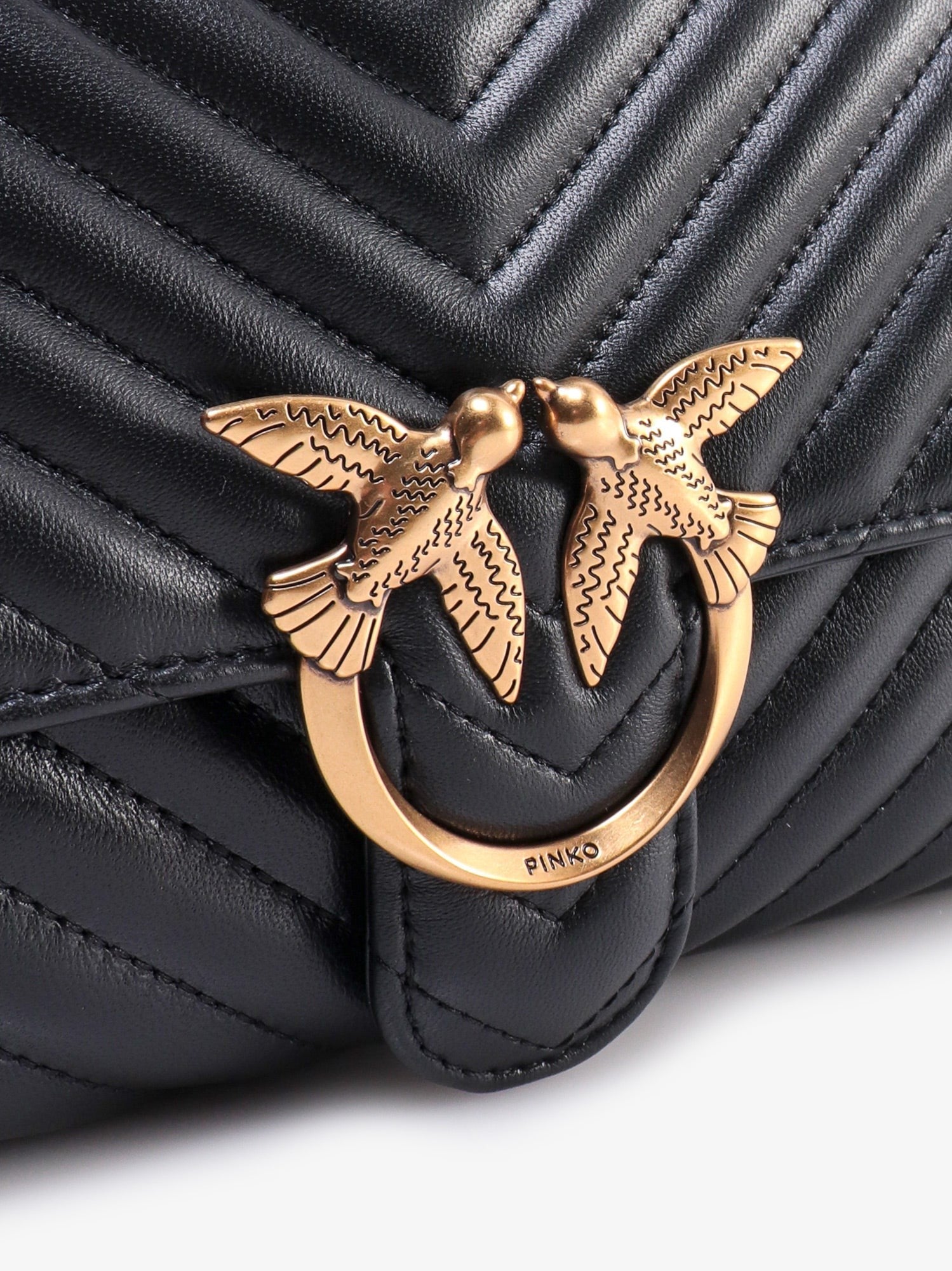 Pinko Love lady matelassé leather handbag with love birds buckle