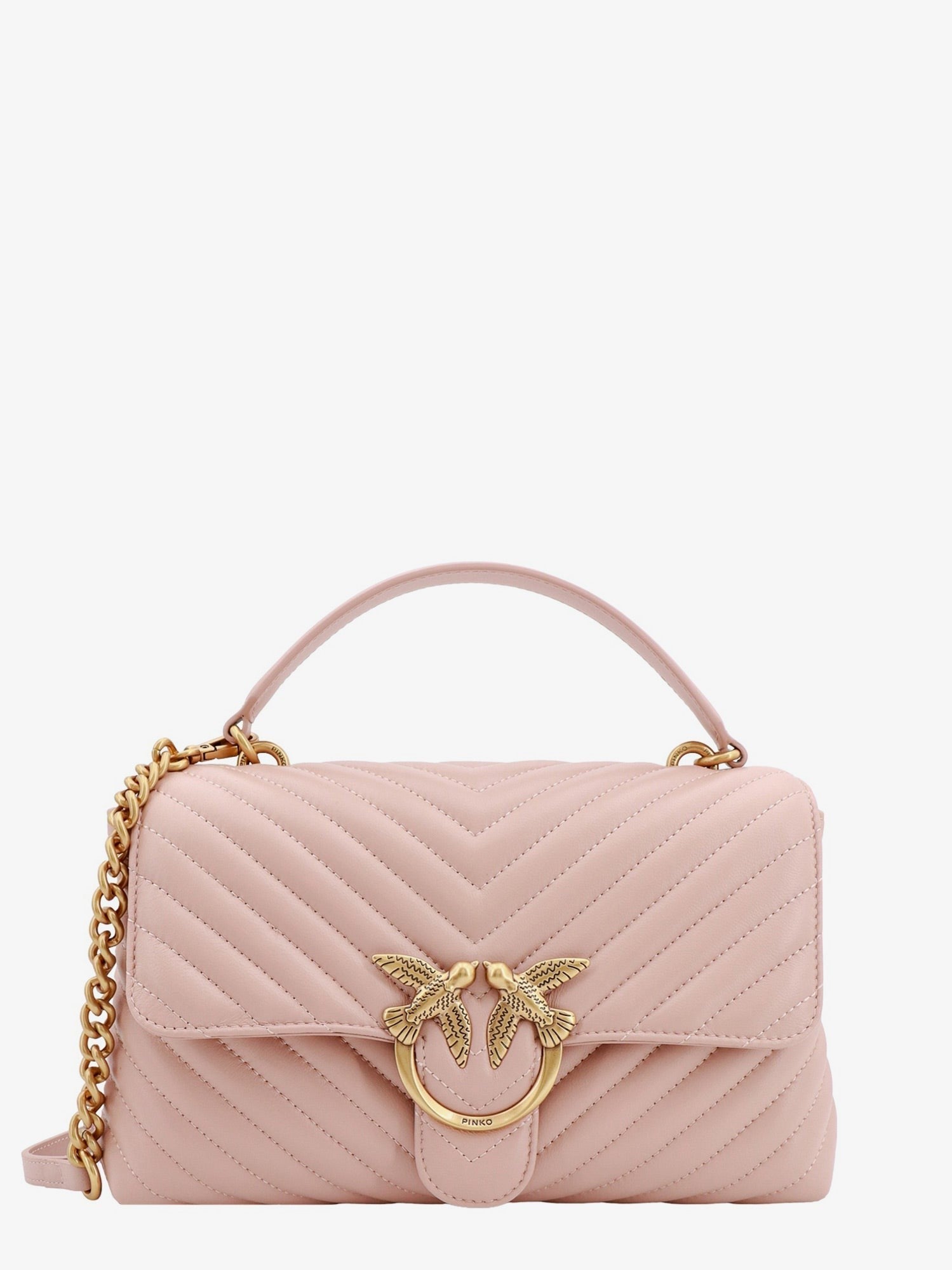 Pinko Love lady matelassé leather handbag with love birds buckle
