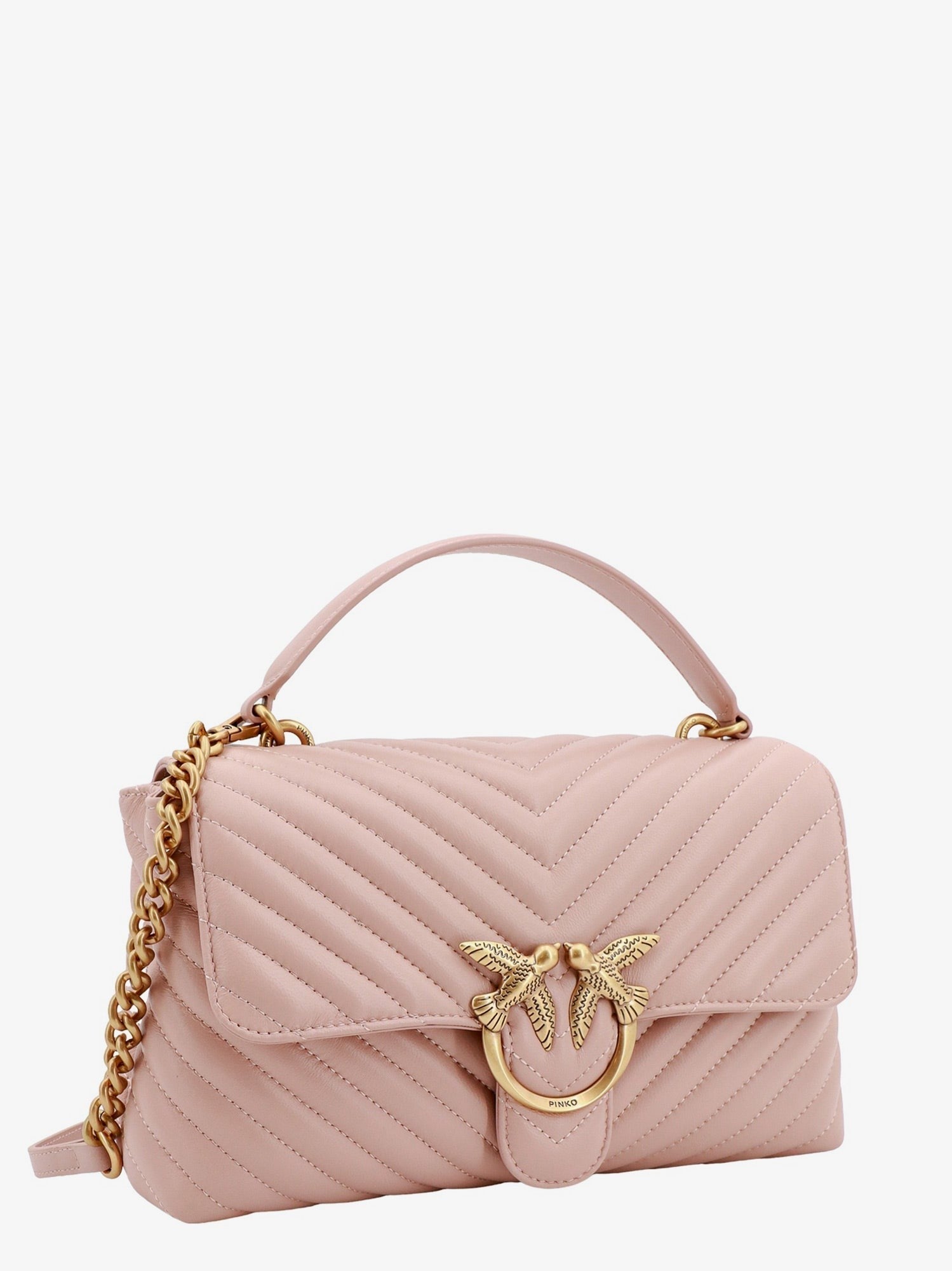 Pinko Love lady matelassé leather handbag with love birds buckle