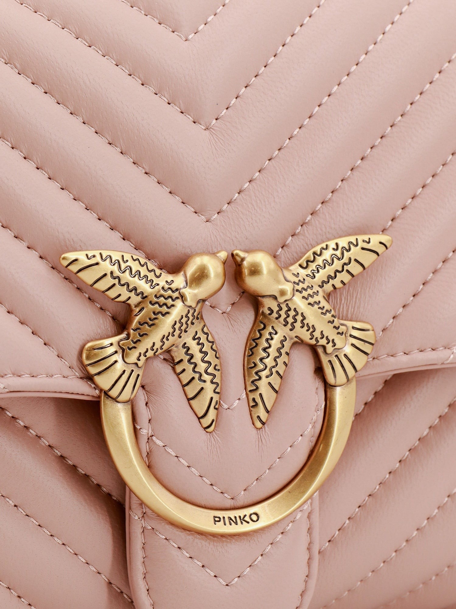 Pinko Love lady matelassé leather handbag with love birds buckle