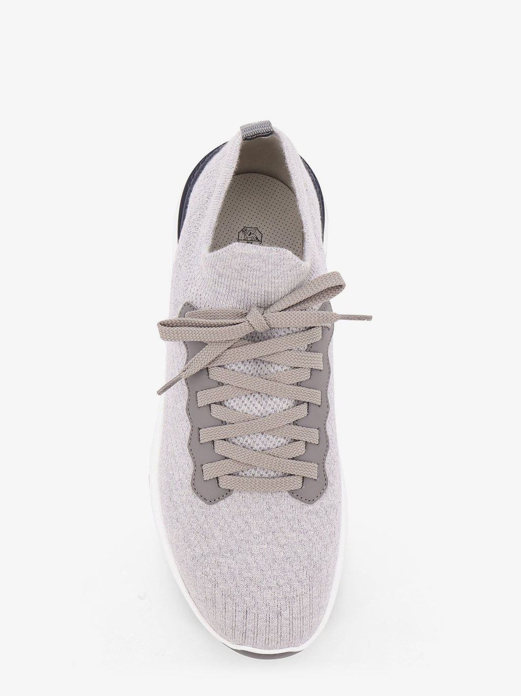 Brunello Cucinelli Low-top cotton knit and leather sneakers