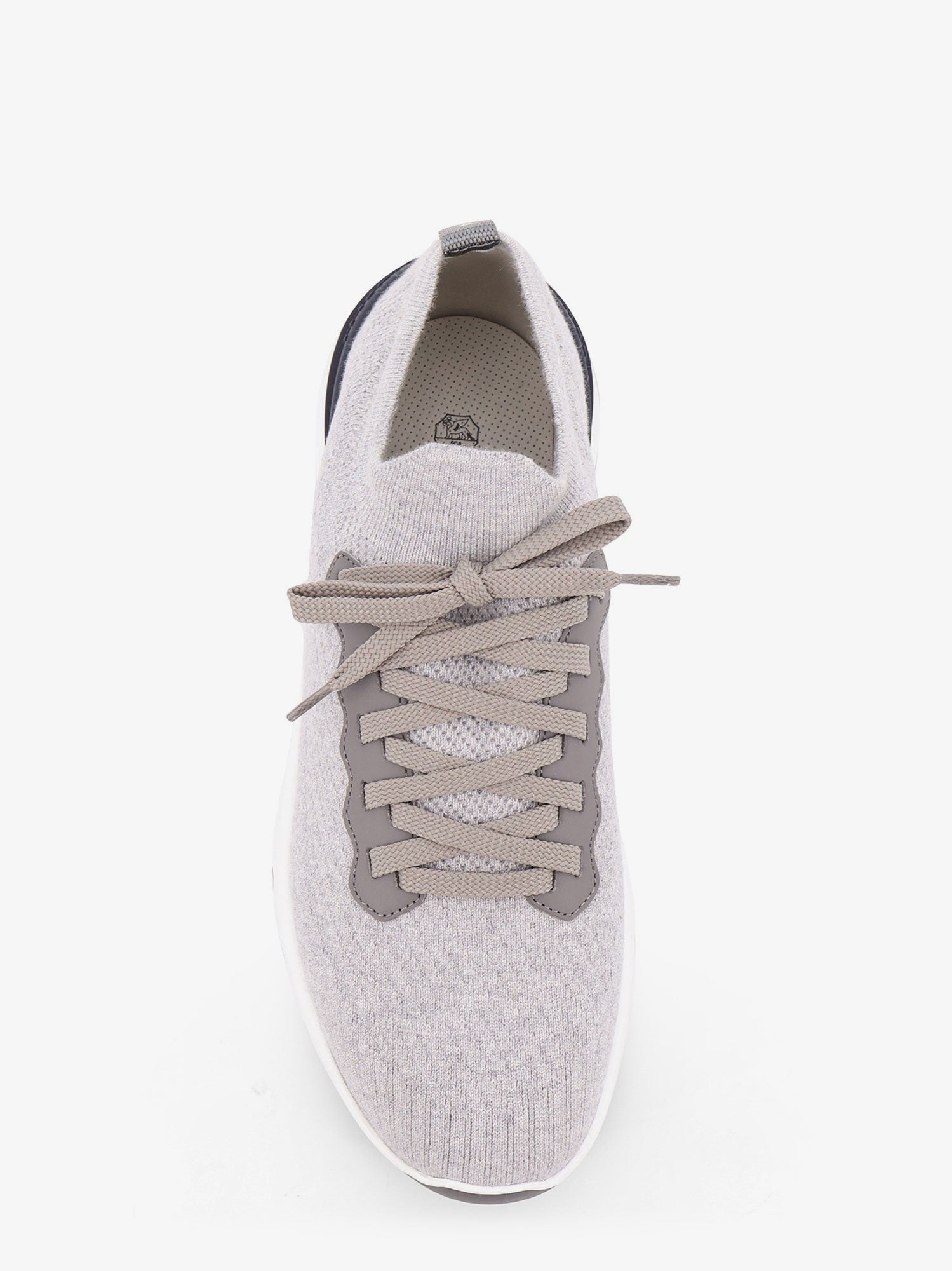 Brunello Cucinelli Low-top cotton knit and leather sneakers