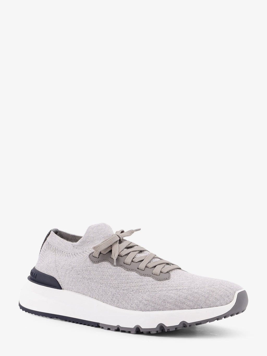 Brunello Cucinelli Low-top cotton knit and leather sneakers