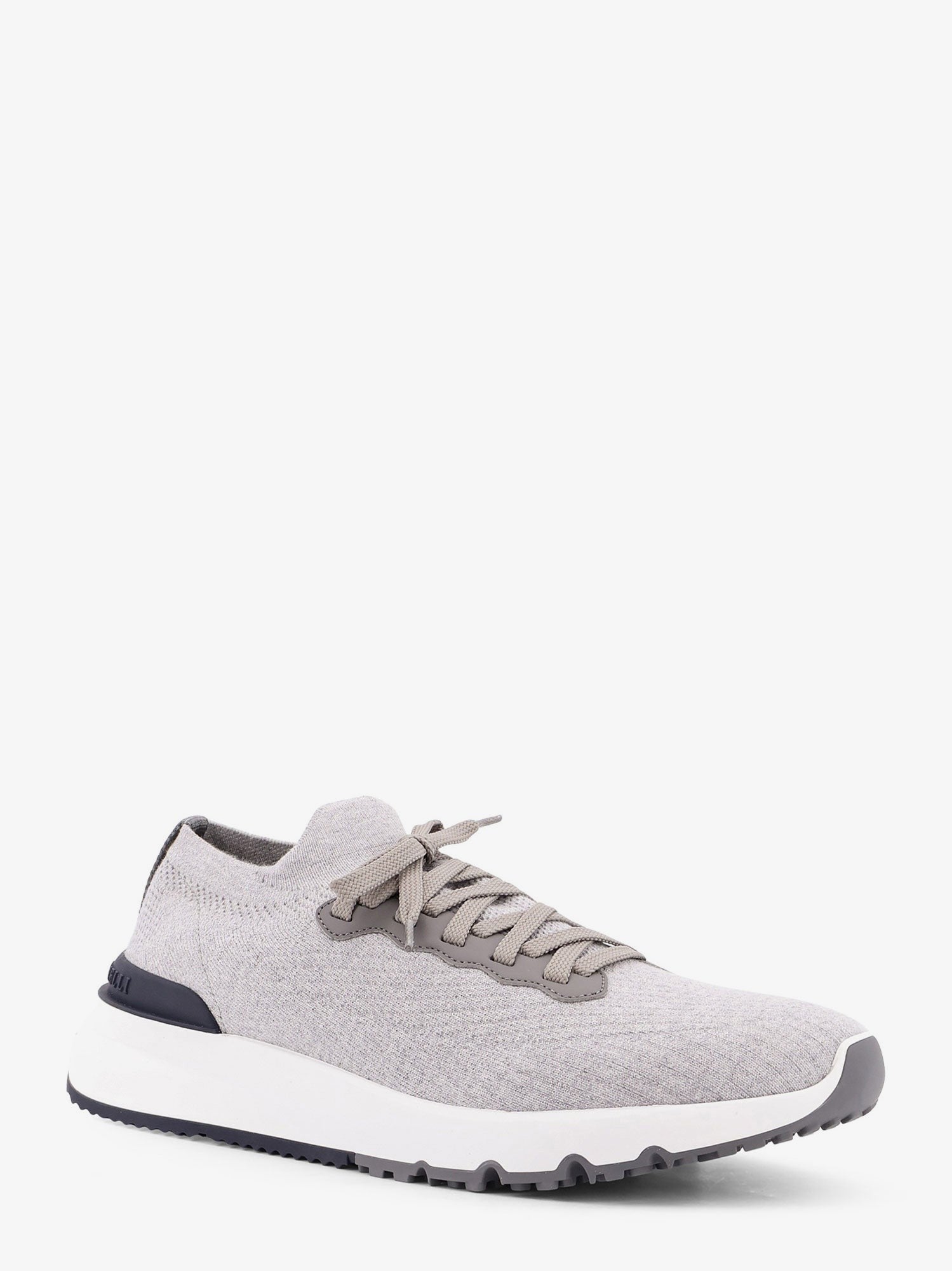 Brunello Cucinelli Low-top cotton knit and leather sneakers