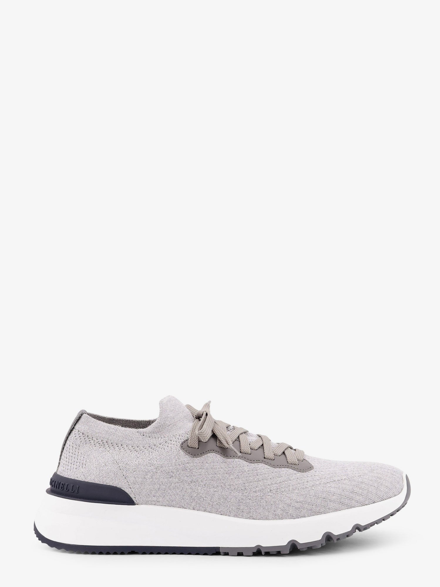 Brunello Cucinelli Low-top cotton knit and leather sneakers