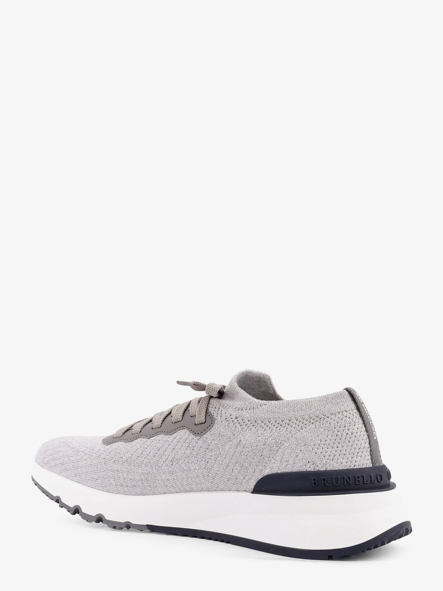 Brunello Cucinelli Low-top cotton knit and leather sneakers