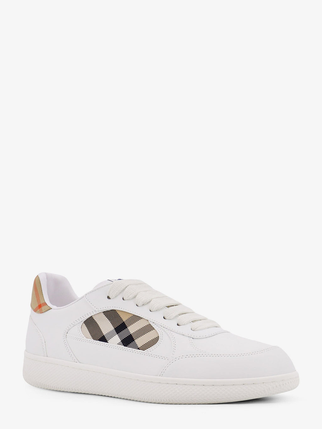 Burberry Low-top lædersneakers med check-indsatser