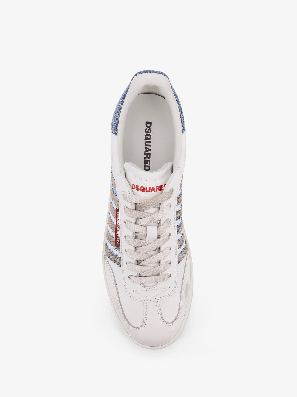 Dsquared2 Niske kožne tenisice s denim profilima