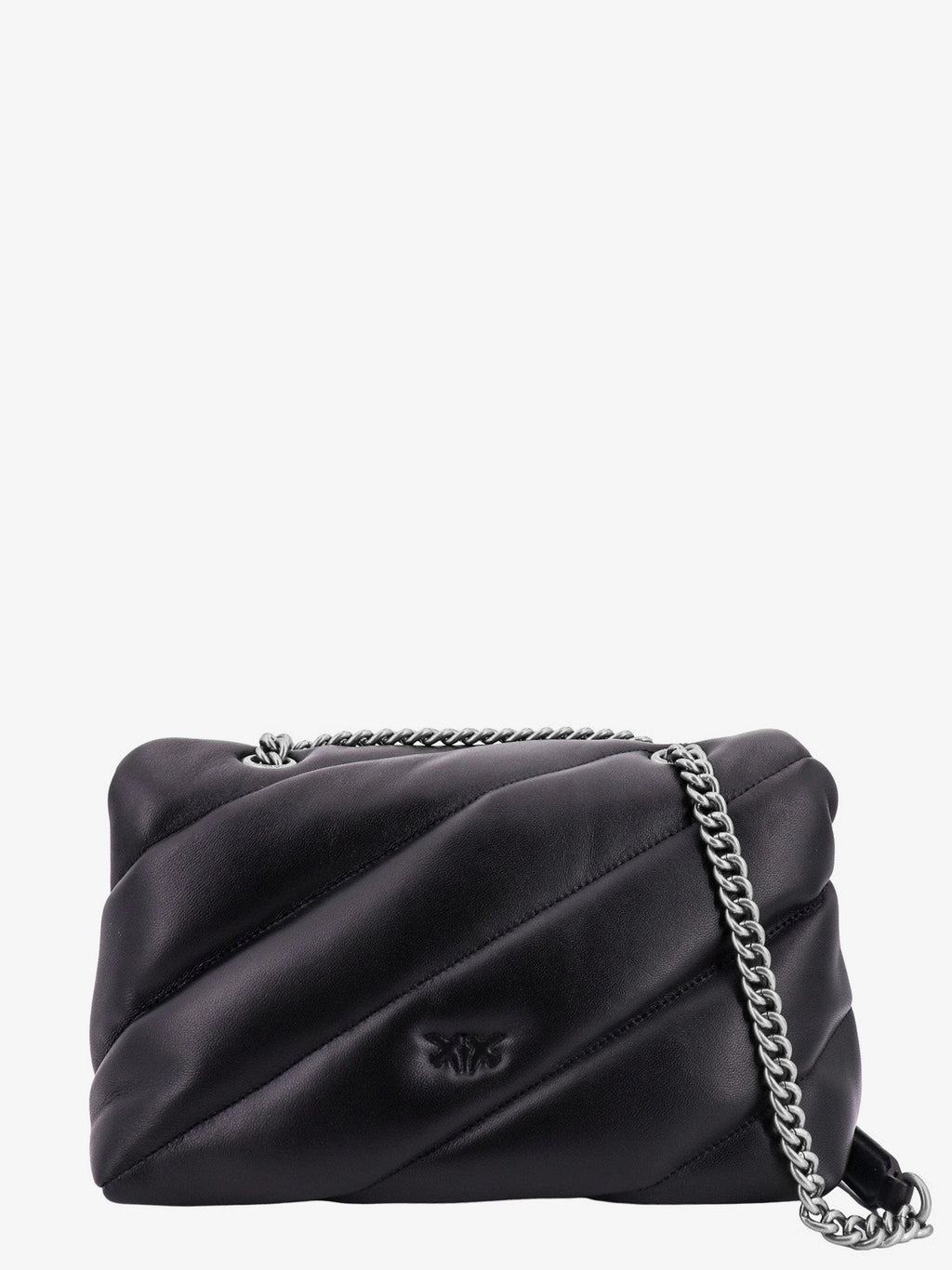 Pinko Matelassé leather shoulder bag with iconic love birds buckle