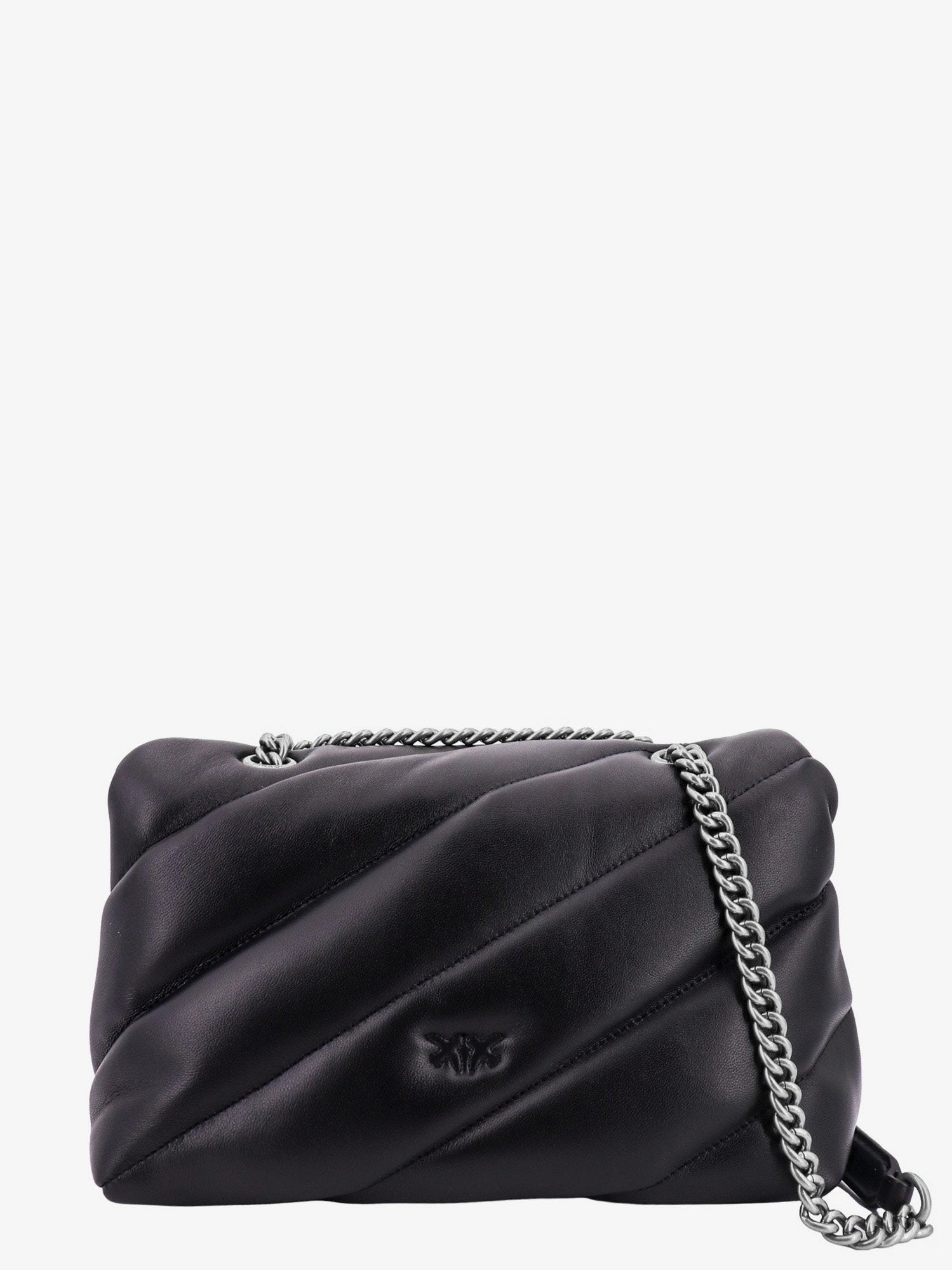 Pinko Matelassé leather shoulder bag with iconic love birds buckle