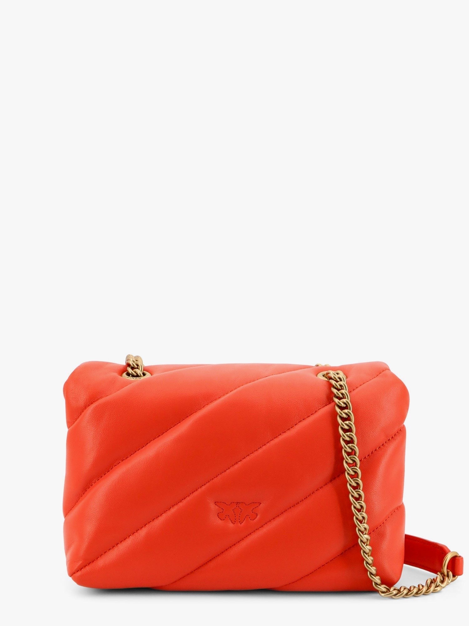 Pinko Matelassé leather shoulder bag with iconic love birds buckle