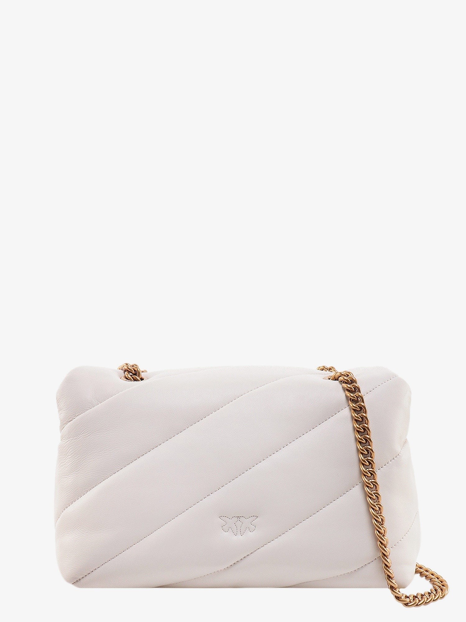 Pinko Matelassé leather shoulder bag with iconic love birds buckle