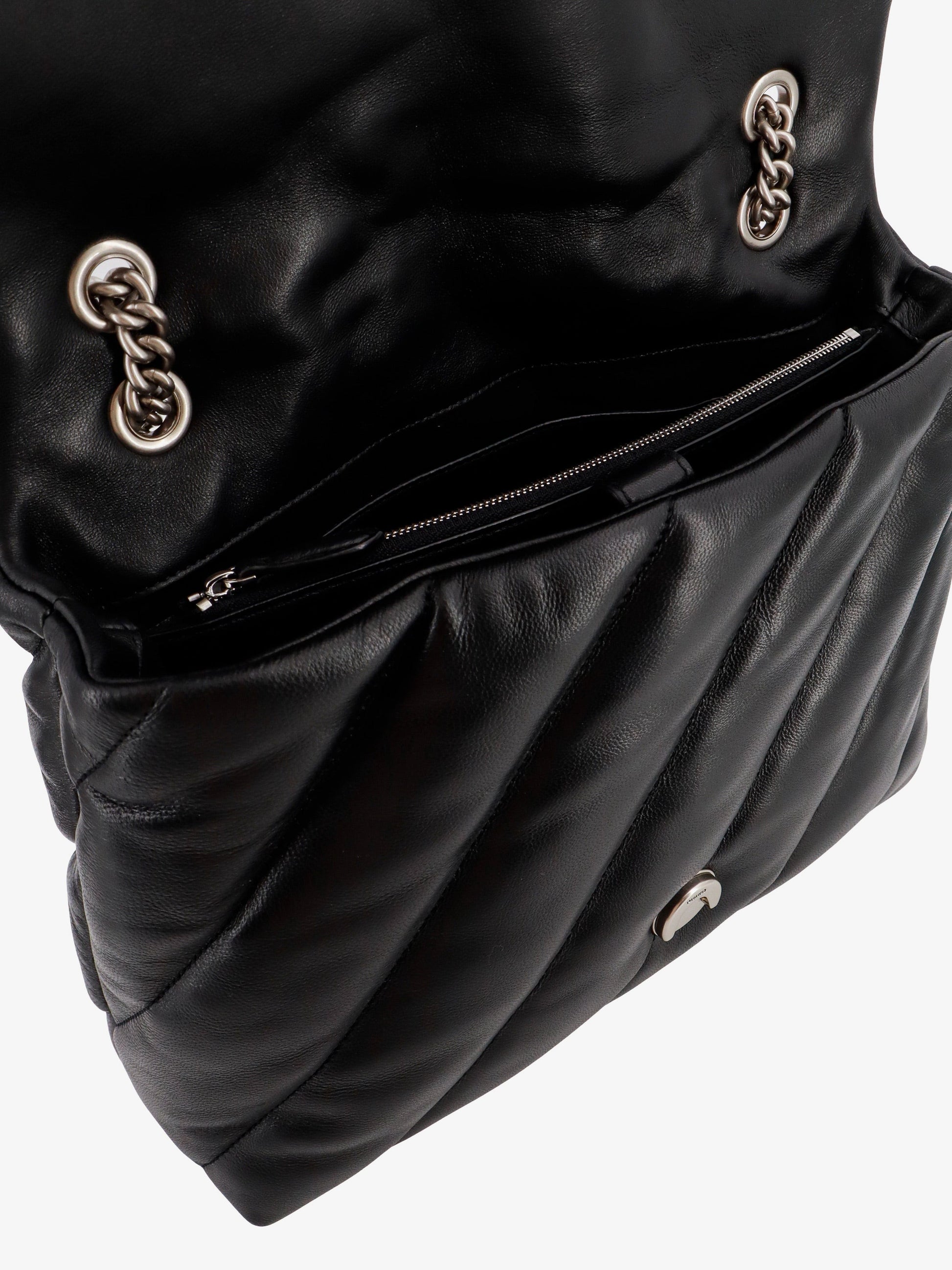 Pinko Matelassé leather shoulder bag with iconic love birds buckle