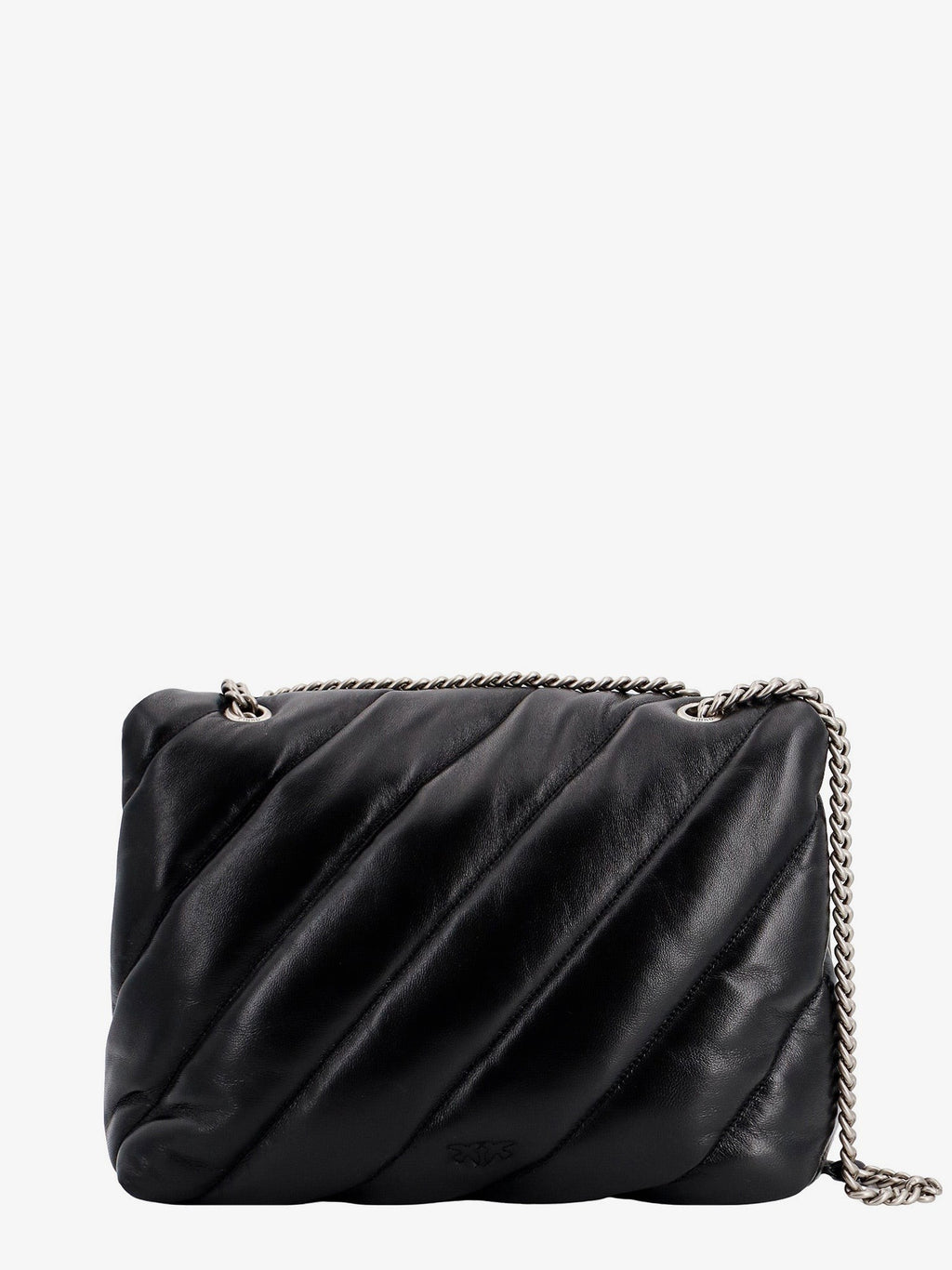 Pinko Matelassé leather shoulder bag with iconic love birds buckle