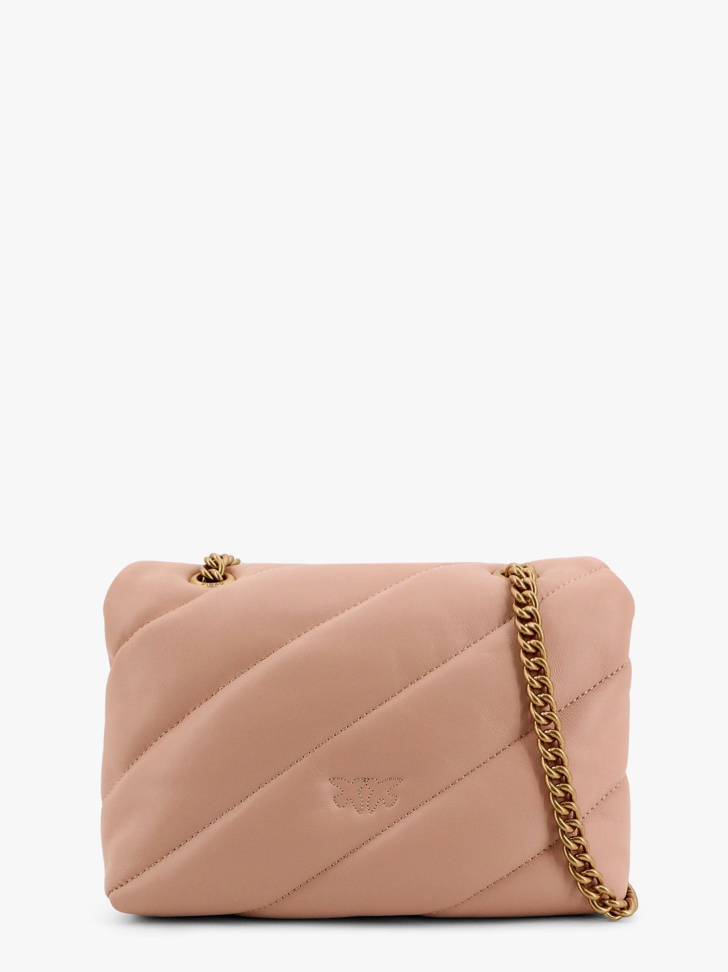 Pinko Matelassé leather shoulder bag with iconic love birds buckle