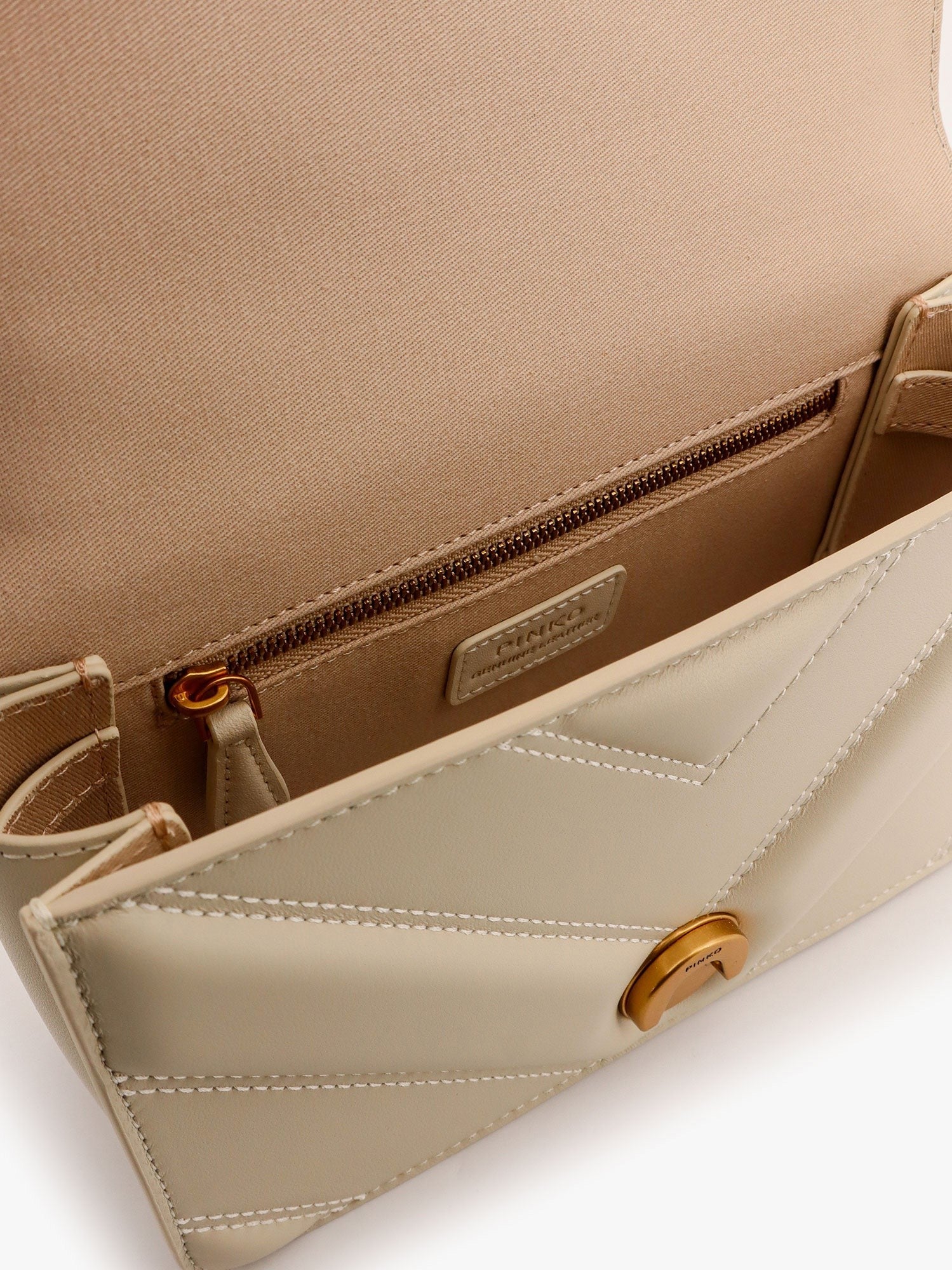Pinko Matelassé leather shoulder bag with love birds buckle
