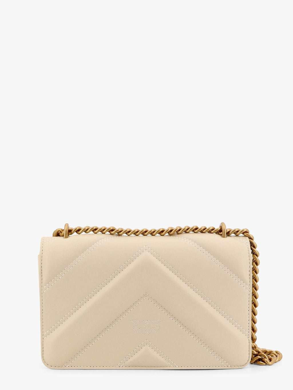 Pinko Matelassé leather shoulder bag with love birds buckle