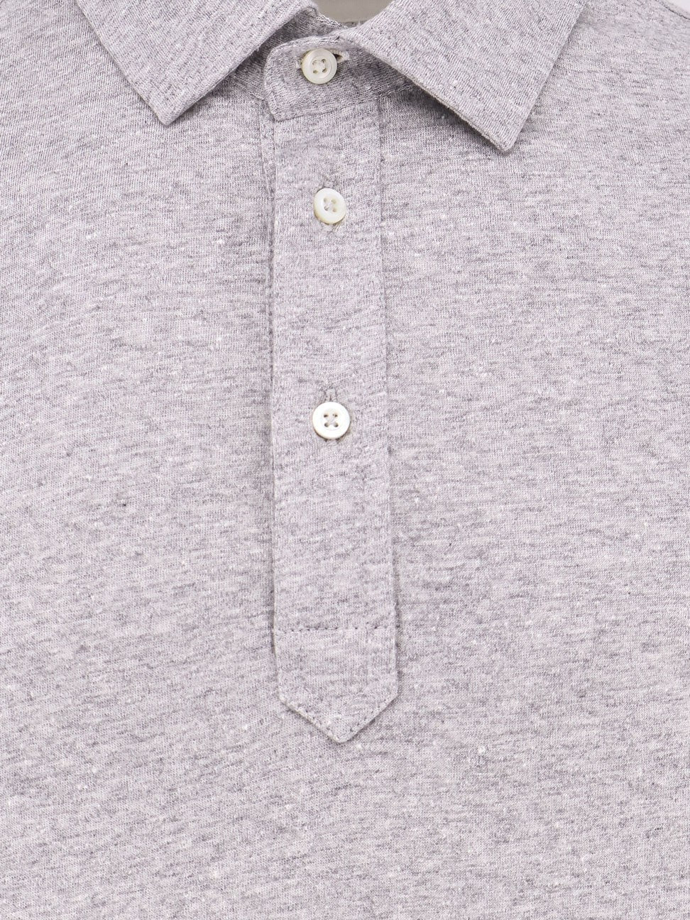 Brunello Cucinelli Μελανζέ μπλούζα πόλο από λινό και βαμβάκι