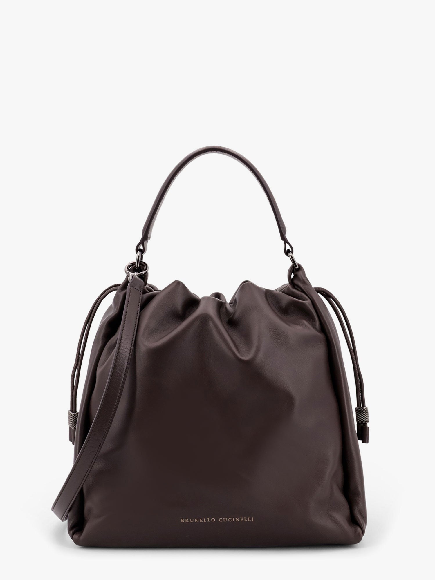 Brunello Cucinelli Mellow Bucket Lederhandtasche mit Monili-Detail