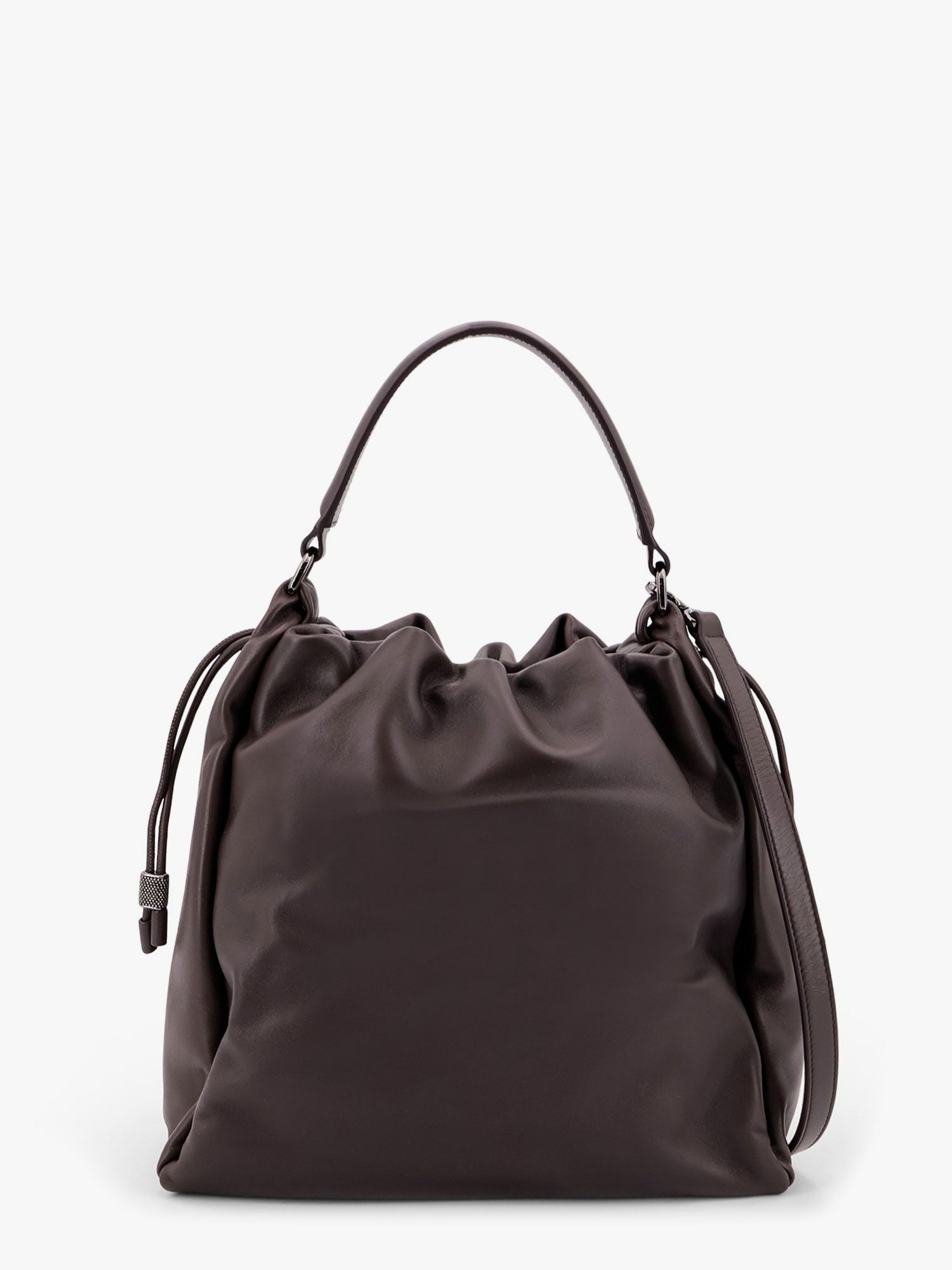 Brunello Cucinelli Mellow Bucket Lederhandtasche mit Monili-Detail
