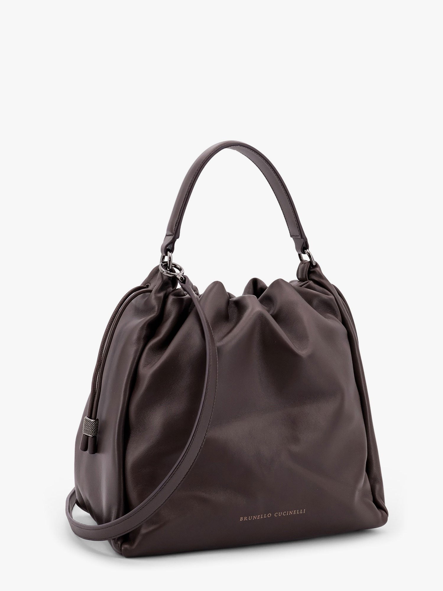 Brunello Cucinelli Mellow Bucket Lederhandtasche mit Monili-Detail