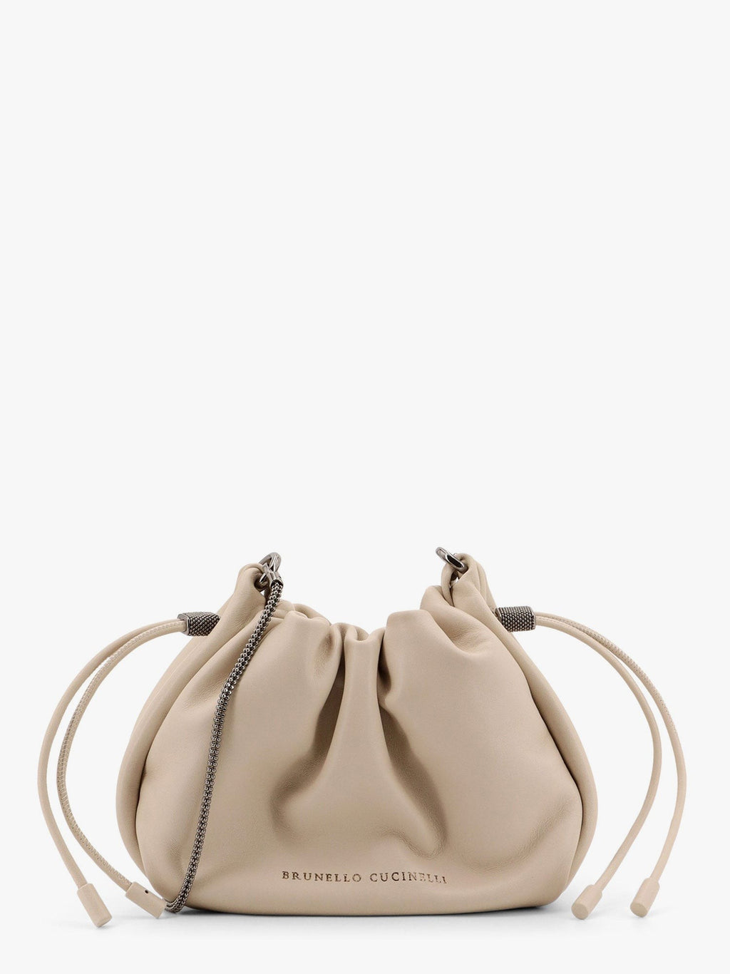 Brunello Cucinelli Mala de balde mini Mellow em pele macia com corrente preciosa