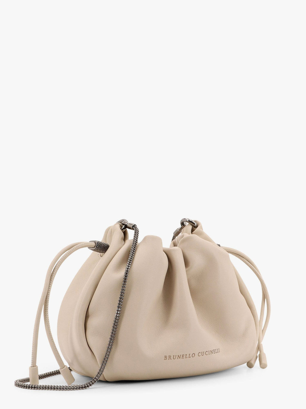 Brunello Cucinelli Mala de balde mini Mellow em pele macia com corrente preciosa