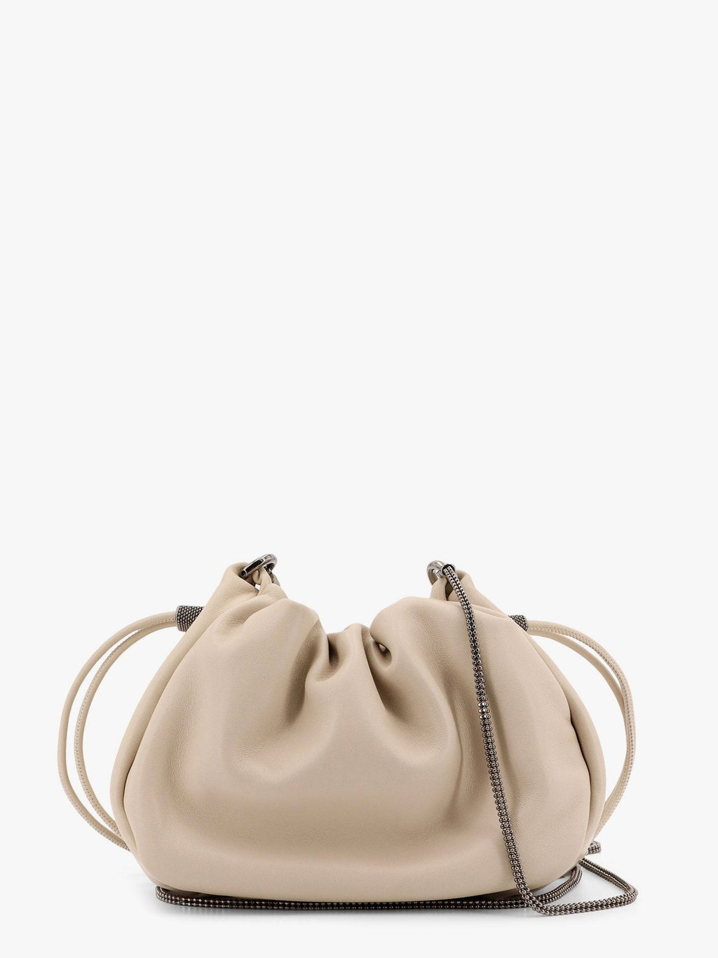 Brunello Cucinelli Mala de balde mini Mellow em pele macia com corrente preciosa