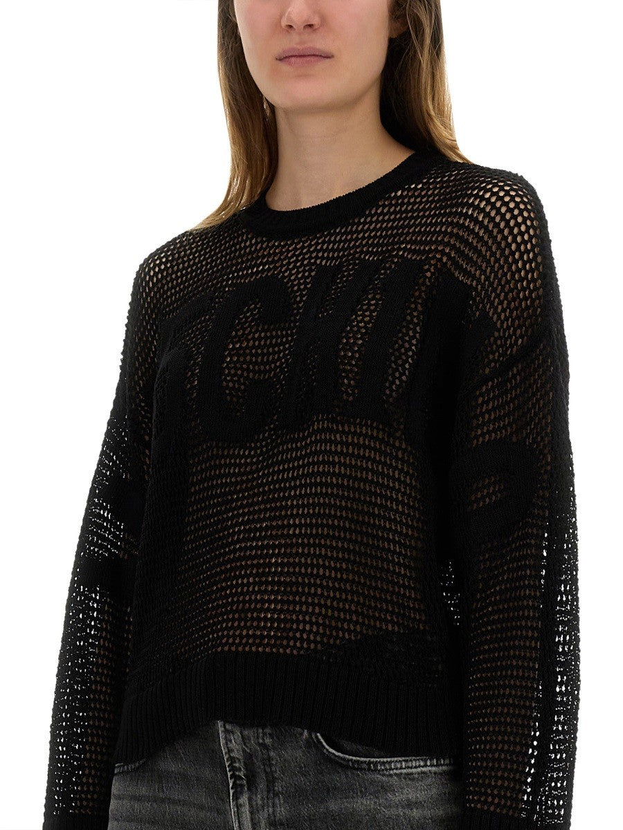 Moschino Jeans MESH SHIRT WITH LOGO