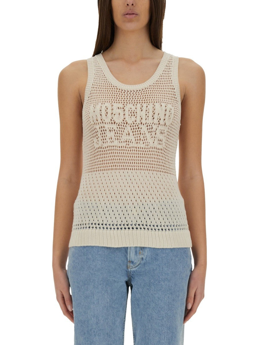 Moschino Jeans MESH TOP WITH LOGO