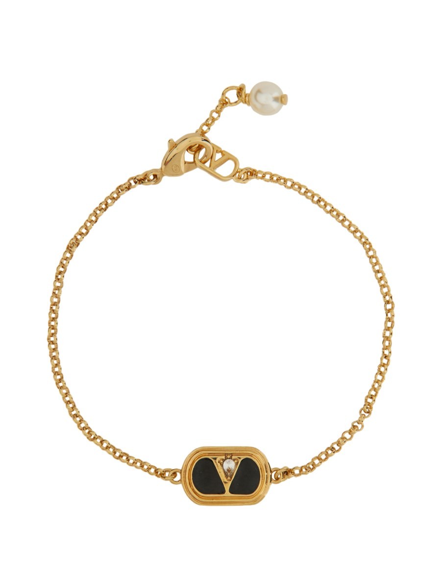 Valentino Garavani BRACELET MÉTAL, ÉMAIL, CRISTAL ET PERLE SWAROVSKI® "OVALETTE"