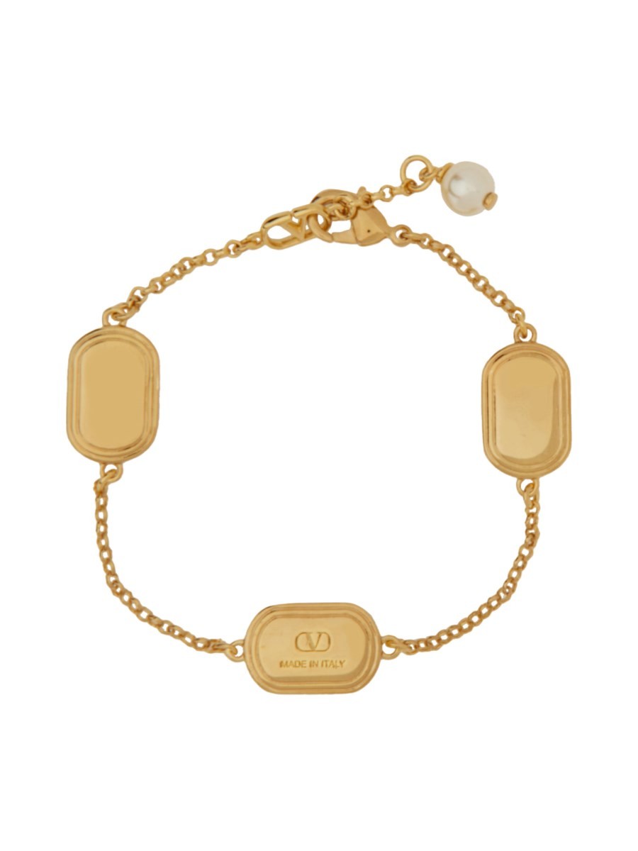 Valentino Garavani BRACELET MÉTAL, ÉMAIL, CRISTAL ET PERLE SWAROVSKI® "OVALETTE"