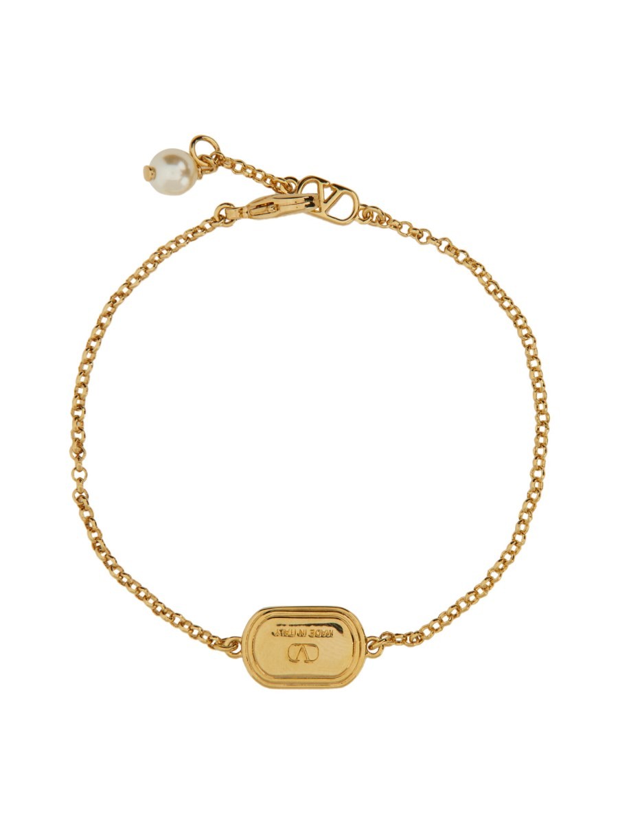 Valentino Garavani BRACELET MÉTAL, ÉMAIL, CRISTAL ET PERLE SWAROVSKI® "OVALETTE"