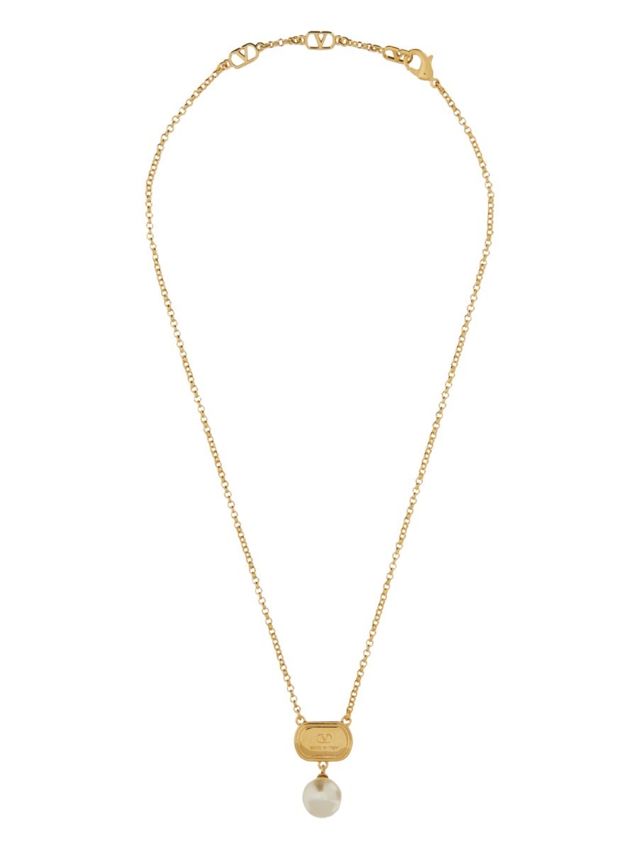 Valentino Garavani COLLIER EN MÉTAL "OVALETTE" AVEC ÉMAIL, CRISTAL ET PERLE SWAROVSKI®