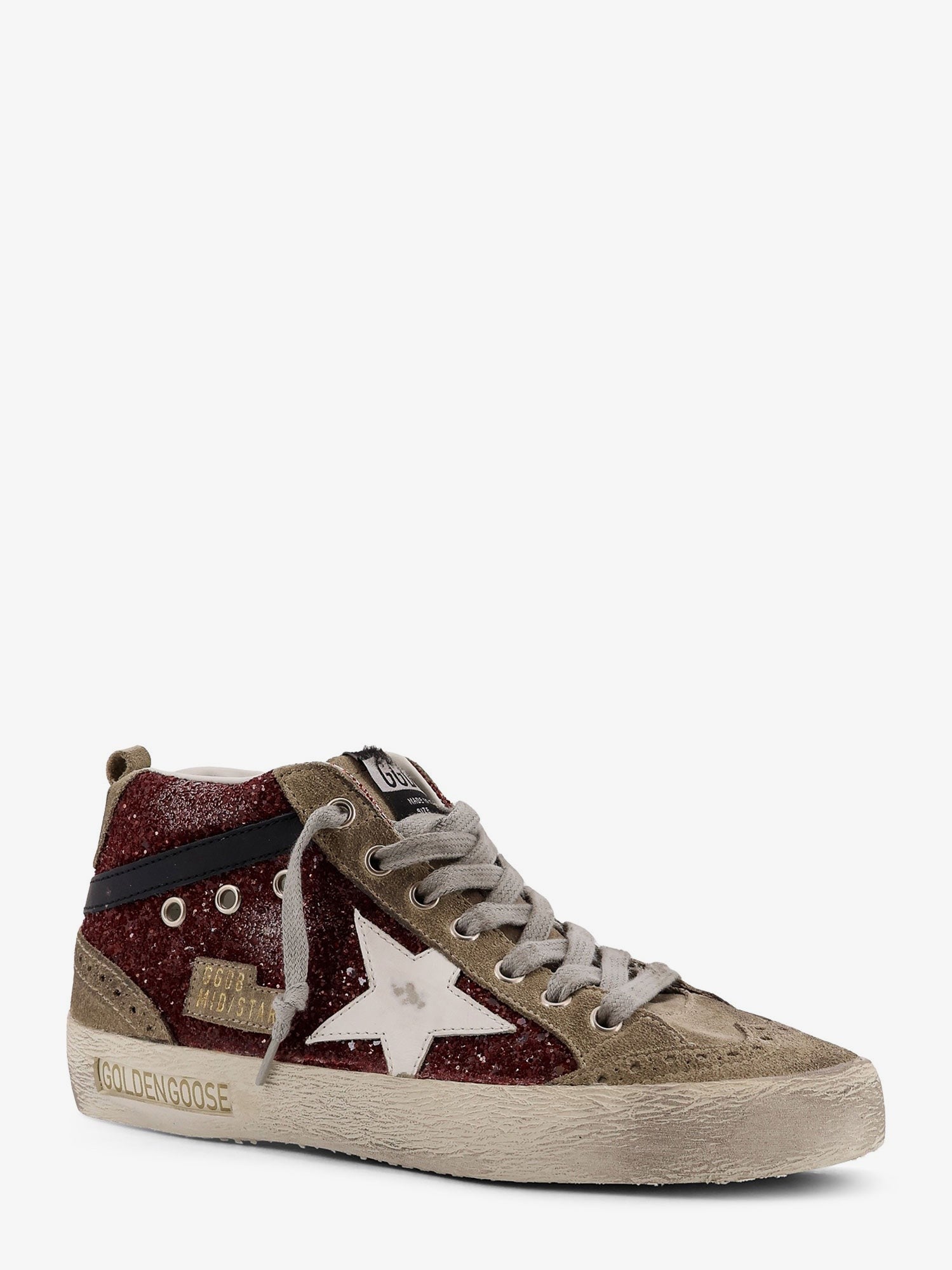 Golden Goose Deluxe Brand Mid Star Classic high-top suede sneakers with glitter inserts